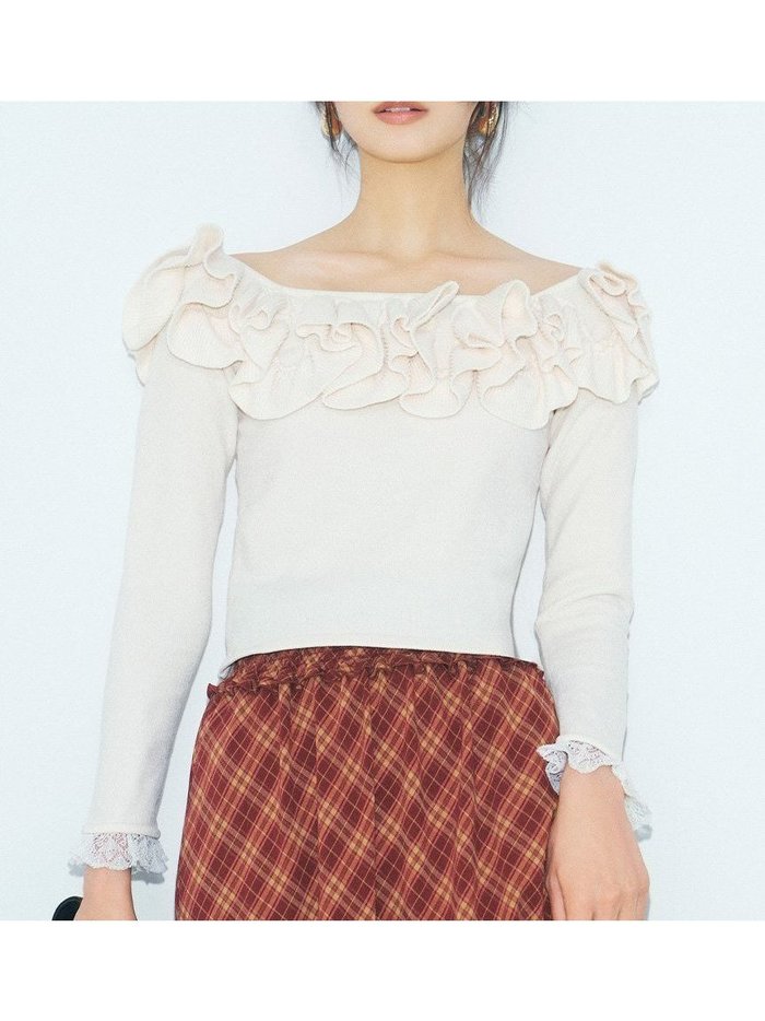 【リリーブラウン/Lily Brown】のモールフリルニットトップス インテリア・キッズ・メンズ・レディースファッション・服の通販 founy(ファニー) https://founy.com/ 雑誌掲載アイテム Magazine Picks & Fashion Features ファッション雑誌 Fashion Magazines スウィート Sweet キャンキャン CanCam ファッション Fashion レディースファッション Fashion for Women トップス・カットソー Cut & Sew Tops ニット Knit Tops & Sweaters 11月号 November Issue 12月号 December Issue スマート Smart, Elegant デコルテ Décolleté, Neckline ドッキング Docking, Mixed Material フェミニン Feminine, Girly フリル Frill, Ruffle フロント Front, Front Design レース Lace, Lace Fabric 雑誌 Magazine, Fashion Magazine |ID: prp329100004831686 ipo3291000000035179905