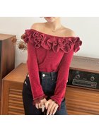 【リリーブラウン/Lily Brown】のモールフリルニットトップス RED[046]|ID: prp329100004831686 ipo3291000000035179909