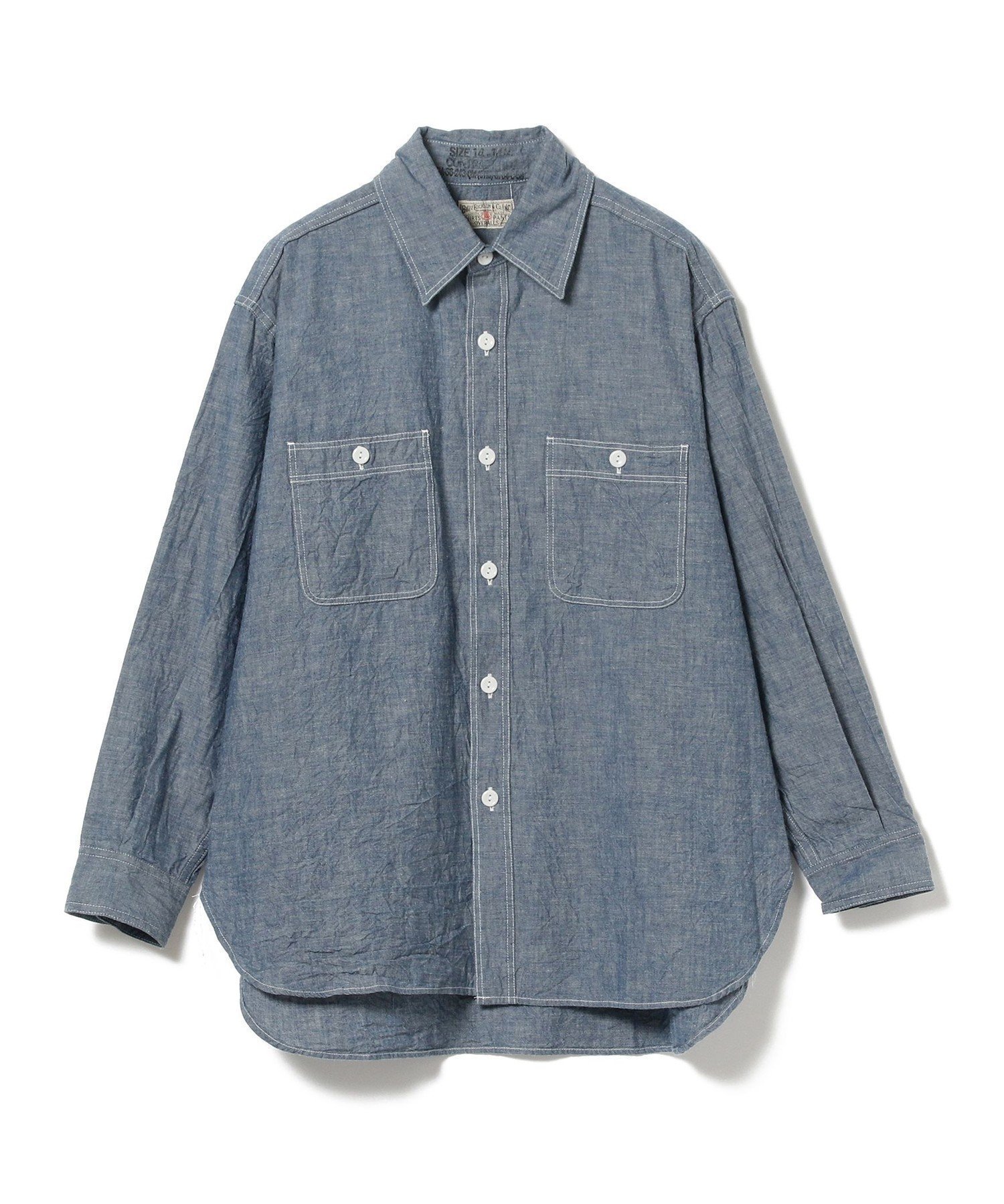 【ビームス ウイメン/BEAMS】の【別注】BUZZ RICKSON S / シャンブレー ロングスリーブ シャツ 人気、トレンドファッション・服の通販 founy(ファニー) 　ファッション　Fashion　レディースファッション　Fashion for Women　トップス・カットソー　Cut & Sew Tops　シャツ・ブラウス・オフィスカジュアル　Elegant Blouses & Button-Ups　インナー　Innerwear　シャンブレー　Chambray, Denim-Like Fabric　ジャケット　Jacket, Outerwear　ストレート　Straight, Straight Cut　スリーブ　Sleeve, Long Sleeve / Short Sleeve　定番　Standard, Basic Item　フォルム　Silhouette, Form　ベーシック　Basic, Essential　別注　Limited Edition, Custom Order　ロング　Long, Long-Length　 other-1|ID: prp329100004831687 ipo3291000000035179912