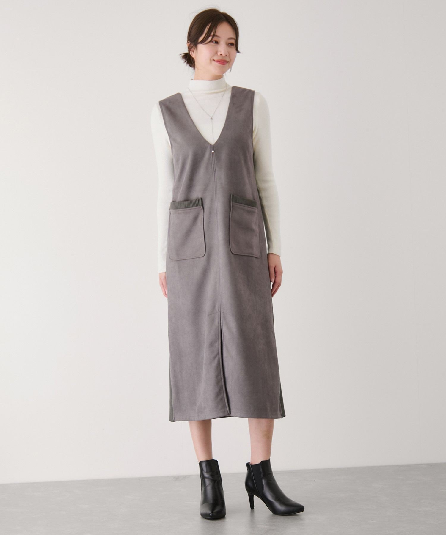 【ジャイロ/JAYRO】のスエード*リブ2WAYジャンスカ インテリア・キッズ・メンズ・レディースファッション・服の通販 founy(ファニー) 　ファッション　Fashion　レディースファッション　Fashion for Women　インナー　Innerwear　カーディガン　Cardigan, Knitwear　ショート　Short, Short Length　ストレッチ　Stretch, Stretchy Fabric　タートルネック　Turtleneck, High Neck　ハイネック　High Neck, Mock Neck　パッチ　Patch, Appliqué　フリル　Frill, Ruffle　ベスト　Vest, Waistcoat　ポケット　Pocket, Pocket Detail　ミックス　Mix, Mixed Style　モノトーン　Monotone, Black and White　ロング　Long, Long-Length　冬　Winter / This Winter　A/W・秋冬　Autumn/Winter　チャコール(06)|ID: prp329100004831701 ipo3291000000035180056