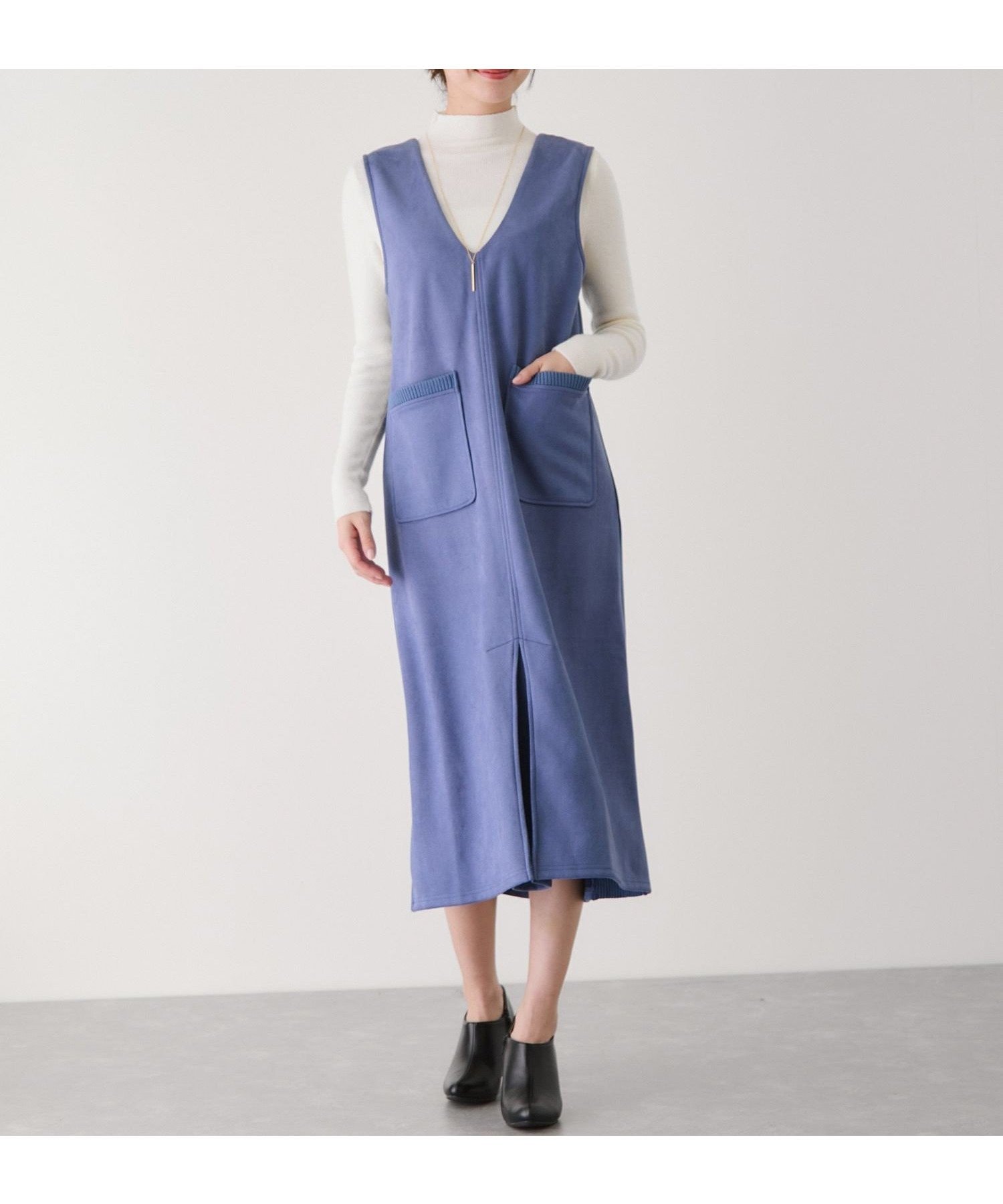 【ジャイロ/JAYRO】のスエード*リブ2WAYジャンスカ インテリア・キッズ・メンズ・レディースファッション・服の通販 founy(ファニー) 　ファッション　Fashion　レディースファッション　Fashion for Women　インナー　Innerwear　カーディガン　Cardigan, Knitwear　ショート　Short, Short Length　ストレッチ　Stretch, Stretchy Fabric　タートルネック　Turtleneck, High Neck　ハイネック　High Neck, Mock Neck　パッチ　Patch, Appliqué　フリル　Frill, Ruffle　ベスト　Vest, Waistcoat　ポケット　Pocket, Pocket Detail　ミックス　Mix, Mixed Style　モノトーン　Monotone, Black and White　ロング　Long, Long-Length　冬　Winter / This Winter　A/W・秋冬　Autumn/Winter　ブルー(44)|ID: prp329100004831701 ipo3291000000035180059