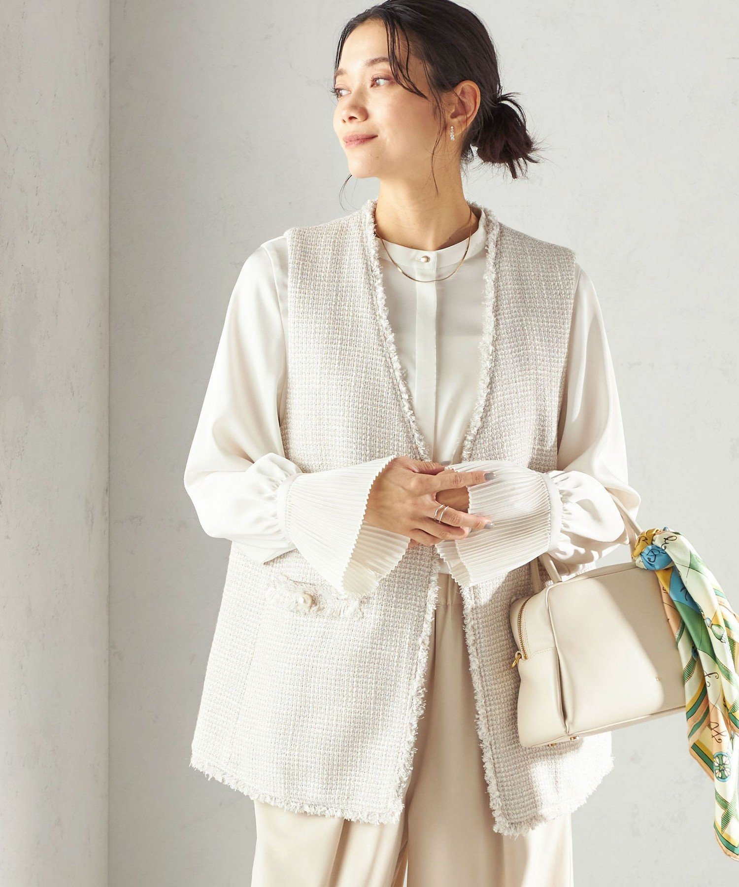 【シップス フォー ウィメン/SHIPS】のトライスピン 杢 ツイード カラーレス ジレ(セレモニー対応可) インテリア・キッズ・メンズ・レディースファッション・服の通販 founy(ファニー) 　ファッション　Fashion　レディースファッション　Fashion for Women　アウター　Coat / Outerwear Collection　トップス・カットソー　Cut & Sew Tops　ベスト&ジレ / 重ね着スタイル　Vests & Gilets　アクセサリー　Fashion Accessories　インナー　Innerwear　ダウン　Down, Puffer　ツイード　Twill, Twill Weave　デニム　Denim, Jeans Material　フリンジ　Fringe, Tassel　ボトム　Bottoms, Lower Wear　ポケット　Pocket, Pocket Detail　別注　Limited Edition, Custom Order　おすすめ　Recommended / Our Picks　セレモニー　Ceremony　入学式　Entrance Ceremony　卒業式　Graduation Ceremony　2026年　2026　ライトグレー|ID: prp329100004831702 ipo3291000000035180062