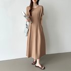 【ココモモ/COCOMOMO】のウエストタックワンピース 前後2way ハーフジップ ロング丈 マキシ丈 半袖 ダークブラウン|ID: prp329100004831704 ipo3291000000035180096