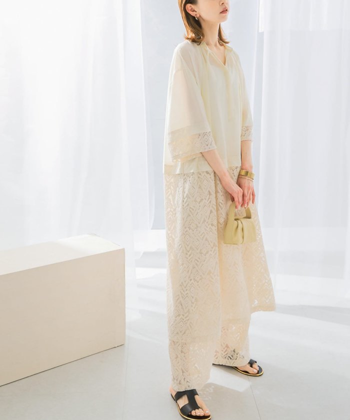 【アーバンリサーチ ロッソ/URBAN RESEARCH ROSSO】のレース切替ワンピース インテリア・キッズ・メンズ・レディースファッション・服の通販 founy(ファニー) https://founy.com/ ファッション Fashion レディースファッション Fashion for Women ワンピース Dresses 2025年 2025 2025春夏・S/S Spring/Summer 2025 SS25 ギャザー Gathered, Ruffled シアー Sheer, See-Through スリット Slit, Slit Detail デニム Denim, Jeans Material ドッキング Docking, Mixed Material ペチコート Petticoat, Underskirt リボン Ribbon, Bow レース Lace, Lace Fabric ロング Long, Long-Length 切替 Switching, Contrast Panel 夏 Summer S/S・春夏 SS, Spring/Summer, Warm Season |ID: prp329100004831707 ipo3291000000035180119