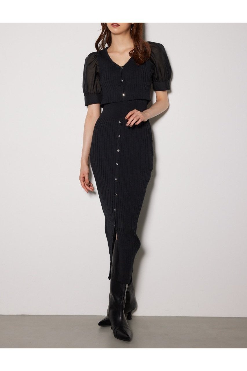 【リエンダ/rienda】のシアースリーヴコンビカーデセットワンピース 人気、トレンドファッション・服の通販 founy(ファニー) 　ファッション　Fashion　レディースファッション　Fashion for Women　ワンピース　Dresses　インナー　Innerwear　オーガンジー　Organza Fabric　カーディガン　Cardigan, Knitwear　クロップド　Cropped, Short Length　コンビ　Combo, Combination Style　シアー　Sheer, See-Through　トレンド　Trend, Trending Now　ドッキング　Docking, Mixed Material　エレガント 上品　Elegant　 other-1|ID: prp329100004831721 ipo3291000000035180297