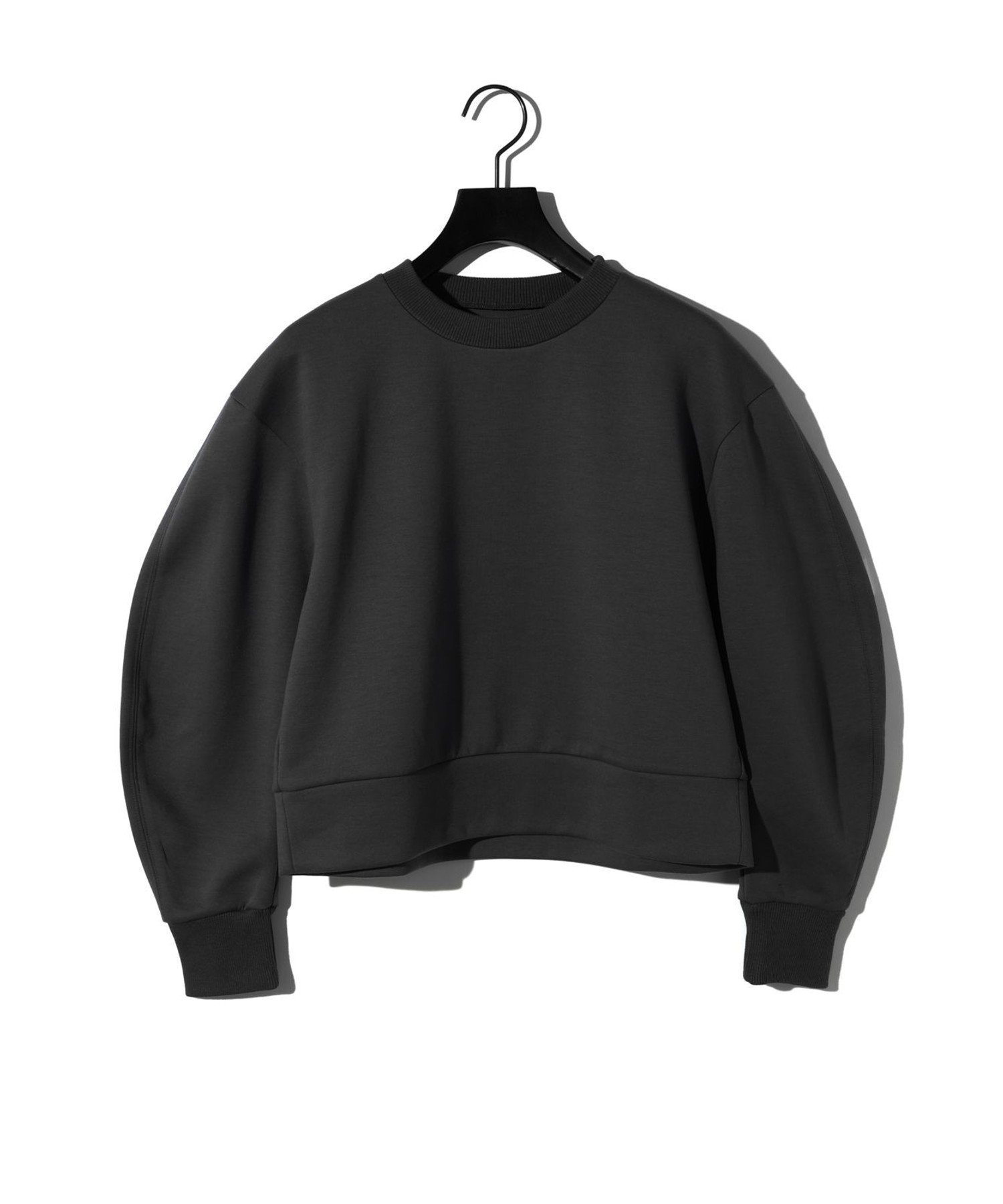 【マーコート/MARcourt】のMIDIUMISOLID for Ladies カーブスリーブダブルニットプルオーバー インテリア・キッズ・メンズ・レディースファッション・服の通販 founy(ファニー) 　ファッション　Fashion　レディースファッション　Fashion for Women　トップス・カットソー　Cut & Sew Tops　ニット　Knit Tops & Sweaters　カジュアルプルオーバー・ニットトップス　Pullovers & Knit Tops / Casual Pullovers　カットソー　Cut and Sewn Top　コンパクト　Compact, Small Size　ショート　Short, Short Length　デニム　Denim, Jeans Material　バランス　Balance, Style Balance　ボトム　Bottoms, Lower Wear　ポケット　Pocket, Pocket Detail　ワイド　Wide, Wide Fit　春　Spring　無地　Plain, Solid Color　長袖　Long Sleeve, Full Sleeve　ブラック|ID: prp329100004831786 ipo3291000000035181419