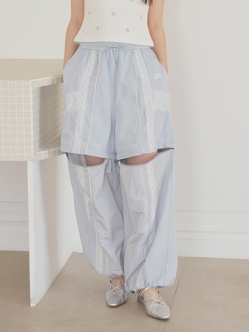 【ファーファー/FURFUR】のマルチウェイトラックパンツ インテリア・キッズ・メンズ・レディースファッション・服の通販 founy(ファニー) 　ファッション　Fashion　レディースファッション　Fashion for Women　パンツ　Pants & Trousers　ショート　Short, Short Length　スマート　Smart, Elegant　トレンド　Trend, Trending Now　パイピング　Piping, Trim Design　フェミニン　Feminine, Girly　レース　Lace, Lace Fabric　切替　Switching, Contrast Panel　LBLU[081]|ID: prp329100004831921 ipo3291000000035183103