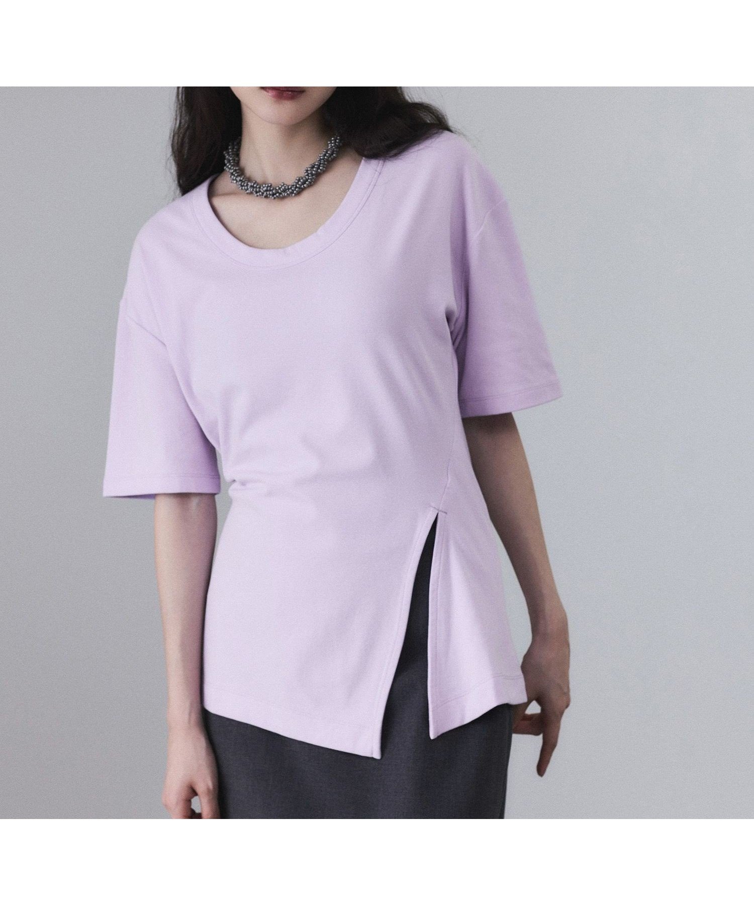 【アダム エ ロペ/ADAM ET ROPE'】のシェイプTシャツ インテリア・キッズ・メンズ・レディースファッション・服の通販 founy(ファニー) 　ファッション　Fashion　レディースファッション　Fashion for Women　トップス・カットソー　Cut & Sew Tops　シャツ・ブラウス・オフィスカジュアル　Elegant Blouses & Button-Ups　ロングTシャツ・Tシャツ　Longline T-Shirts & Tees　2026年　2026　おすすめ　Recommended / Our Picks　ウォッシャブル　Machine Washable　シェイプ　Shape, Slim Fit　シンプル　Simple, Minimal　スラックス　Slacks, Dress Pants　スリット　Slit, Slit Detail　デニム　Denim, Jeans Material　ポケット　Pocket, Pocket Detail　ラベンダー　Lavender　A/W・秋冬　Autumn/Winter　ラベンダー(52)|ID: prp329100004832203 ipo3291000000035185592