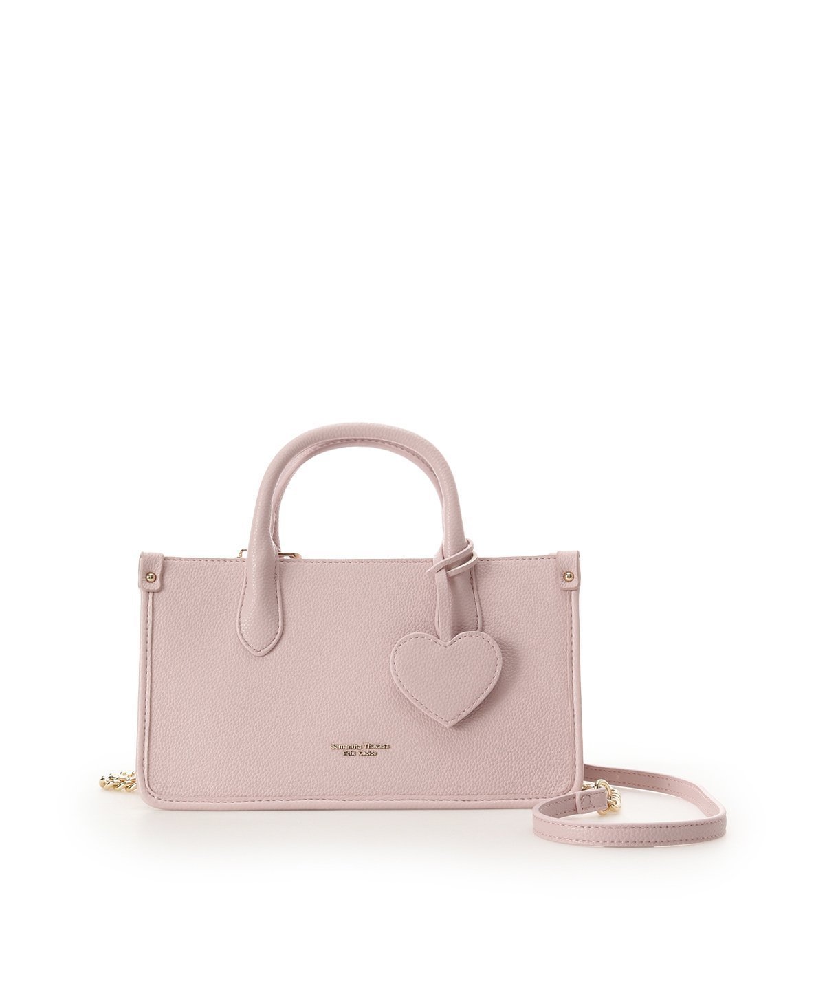 【サマンサタバサ プチチョイス/SamanTha Thavasa PeTiT Choice】のハートミラーチャーム付きスクエアショルダー インテリア・キッズ・メンズ・レディースファッション・服の通販 founy(ファニー) 　ファッション　Fashion　レディースファッション　Fashion for Women　ショルダー　Shoulder, Shoulder Strap　シンプル　Simple, Minimal　スクエア　Square, Square Shape　チェーン　Chain, Chain Strap　チャーム　Charm, Pendant　ポケット　Pocket, Pocket Detail　財布　Wallet, Purse　ピンク|ID: prp329100004832207 ipo3291000000035185635