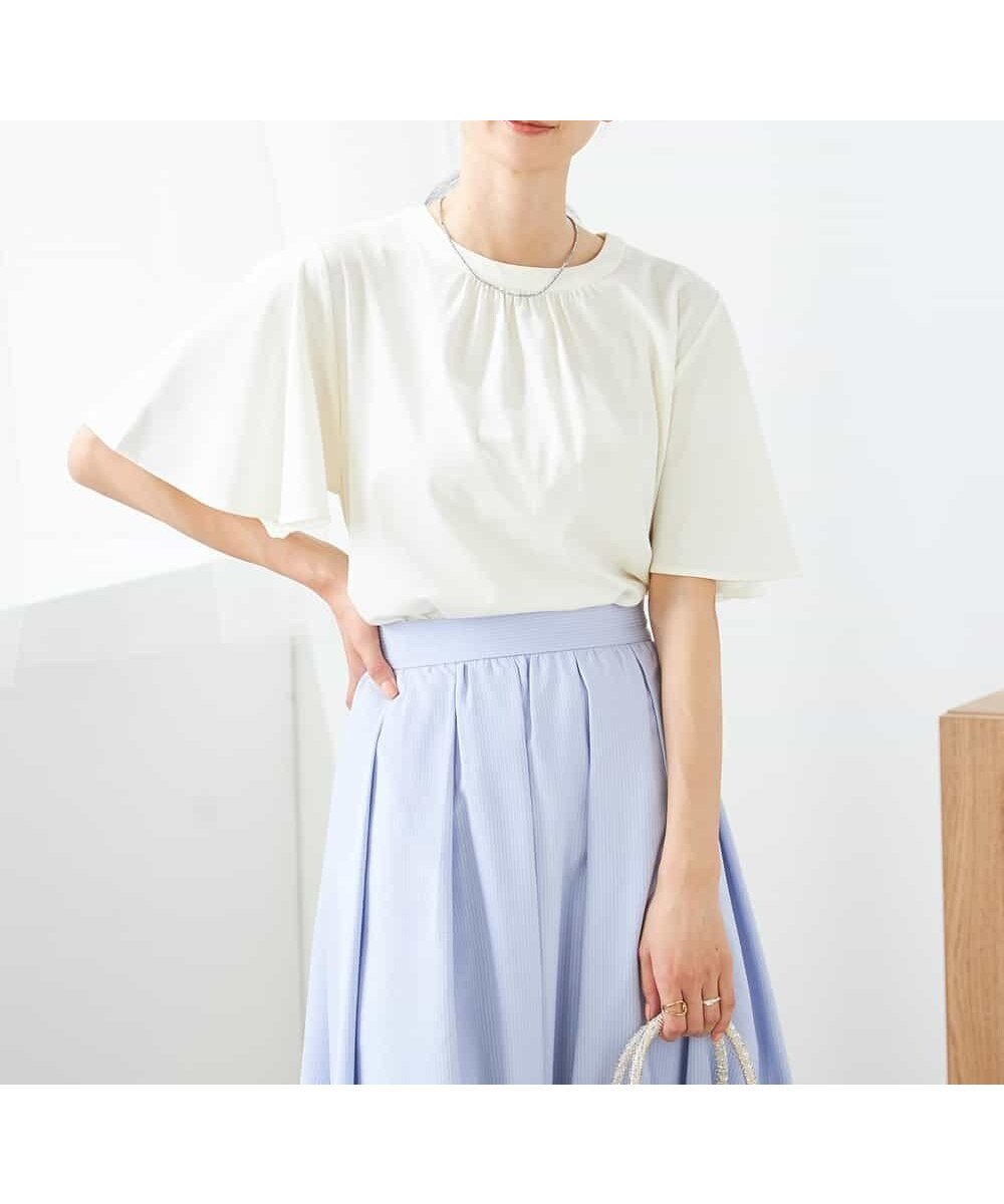 【アー ヴェー ヴェー/a.v.v】の【接触冷感/UVカット】ギャザーネックフレアスリーブトップス インテリア・キッズ・メンズ・レディースファッション・服の通販 founy(ファニー) ファッション Fashion レディースファッション Fashion for Women トップス・カットソー Cut & Sew Tops ギャザー Gathered, Ruffled シンプル Simple, Minimal ジャケット Jacket, Outerwear スリーブ Sleeve, Long Sleeve / Short Sleeve 人気 Popular, Best Seller フェミニン Feminine, Girly フレア Flare, Flared ボトム Bottoms, Lower Wear 再入荷 Restock / Back in Stock おすすめ Recommended / Our Picks 夏 Summer アイボリー|ID: prp329100004832226 ipo3291000000035185832