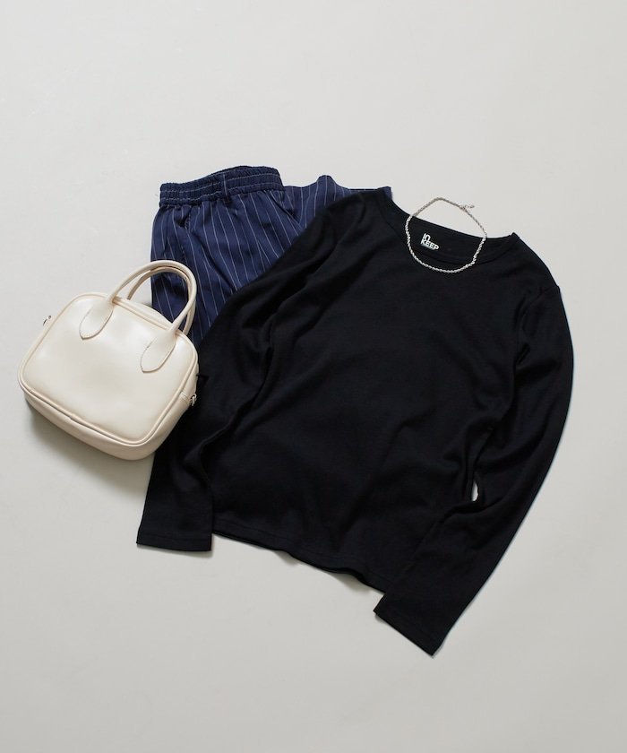 【フリークスストア/FREAK'S STORE】の調温素材 INKEEP クルーネックトップス 25AW インテリア・キッズ・メンズ・レディースファッション・服の通販 founy(ファニー) 　ファッション　Fashion　レディースファッション　Fashion for Women　トップス・カットソー　Cut & Sew Tops　2025年　2025　2025-2026秋冬・A/W　Autumn/Winter 2025–26 AW25–26　冬　Winter / This Winter　インナー　Innerwear　コンパクト　Compact, Small Size　シンプル　Simple, Minimal　ベーシック　Basic, Essential　ボーダー　Border, Stripe　A/W・秋冬　Autumn/Winter　ブラック|ID: prp329100004832234 ipo3291000000035185934