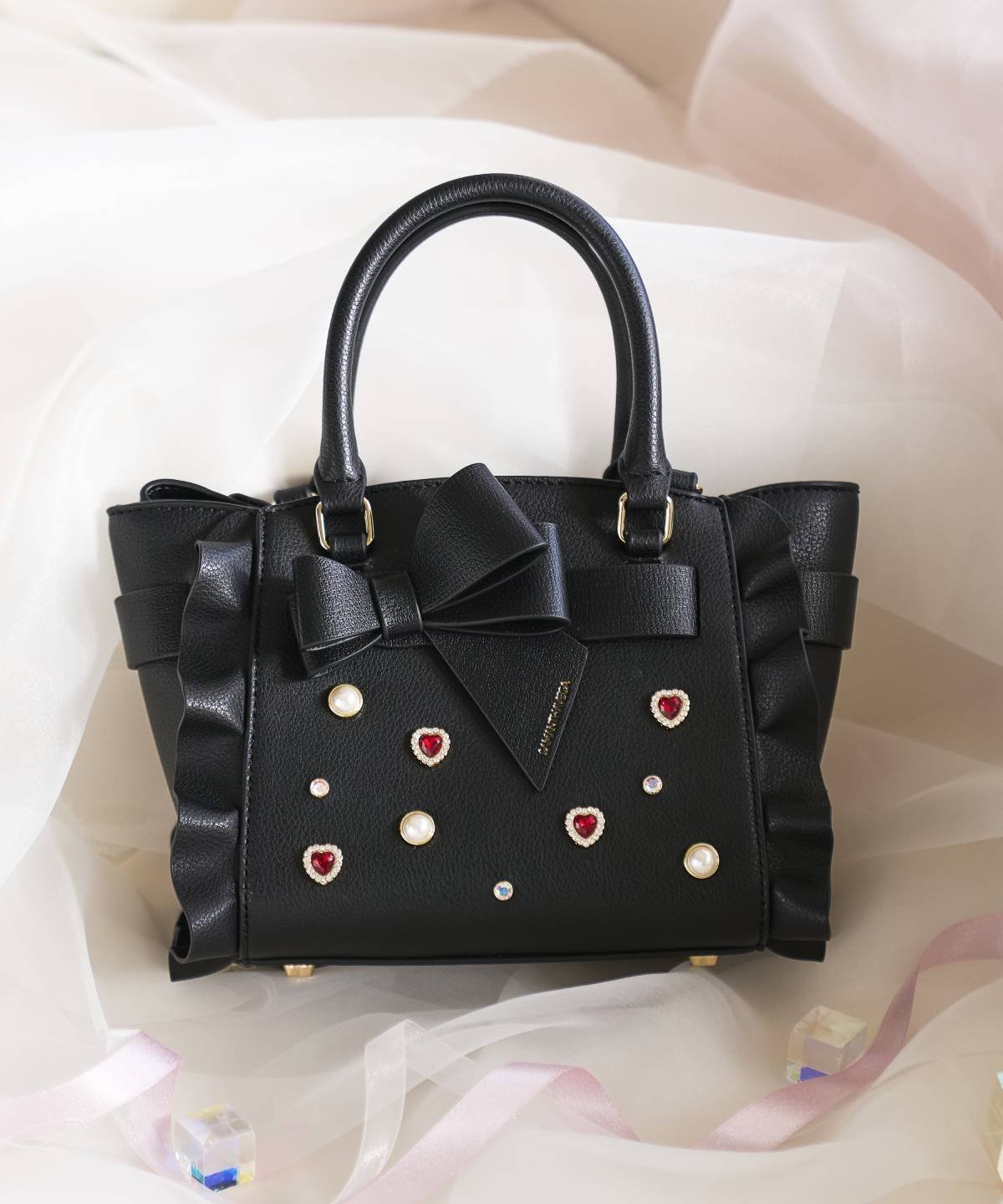 【サマンサ ベガ/SamanthaVega】のブロッサムリボンフラッター(ミニ) インテリア・キッズ・メンズ・レディースファッション・服の通販 founy(ファニー) ファッション Fashion レディースファッション Fashion for Women エレガント 上品 Elegant パール Pearl, Pearl Accent ビジュー Bijou, Jewel-like Accent ポケット Pocket, Pocket Detail リボン Ribbon, Bow 財布 Wallet, Purse ブラック|ID: prp329100004832235 ipo3291000000035185969