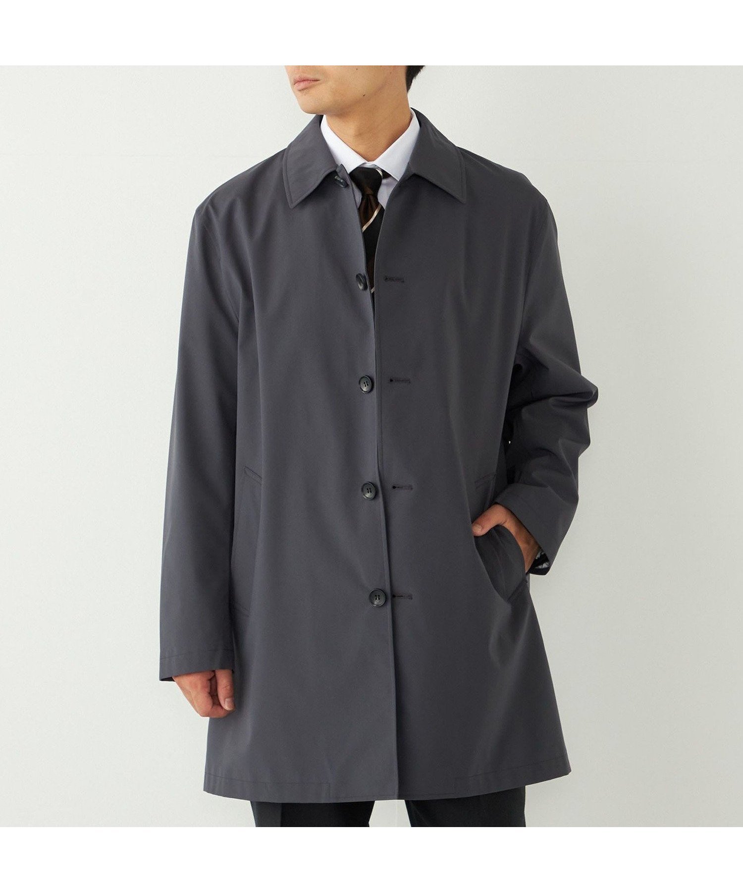 【シップス/SHIPS / MEN】のSHIPS Colors 撥水・防風 ステンカラー コート インテリア・キッズ・メンズ・レディースファッション・服の通販 founy(ファニー) 　ファッション　Fashion　メンズファッション　Fashion for Men　スーツ　Suit, Formalwear　定番　Standard, Basic Item　ベーシック　Basic, Essential　メンズ　Men's, Menswear　アウトレット　Outlet / Clearance　ビジネス 仕事 通勤　Business / Work / Commuting　ダークグレー|ID: prp329100004832245 ipo3291000000035186071