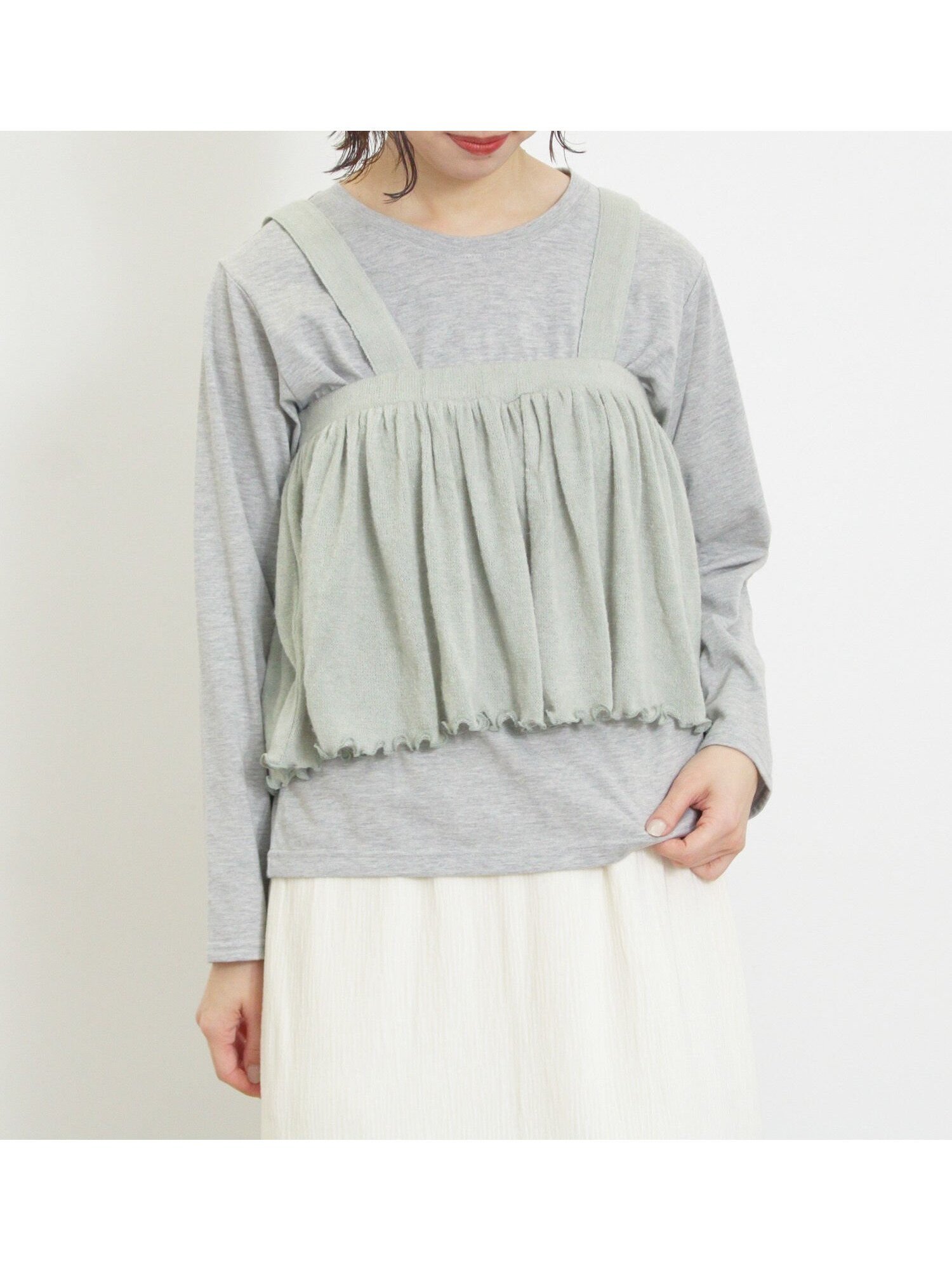 【サマンサモスモス/Samansa Mos2】の2WAYニットビスチェセットトップス インテリア・キッズ・メンズ・レディースファッション・服の通販 founy(ファニー) 　ファッション　Fashion　レディースファッション　Fashion for Women　トップス・カットソー　Cut & Sew Tops　ニット　Knit Tops & Sweaters　ビスチェ　Bustiers & Corset Tops / Layered Bustier Style　カットソー　Cut and Sewn Top　シンプル　Simple, Minimal　ビスチェ　Bustier, Corset Top　ラップ　Wrap, Wrap Design　長袖　Long Sleeve, Full Sleeve　ミント|ID: prp329100004832261 ipo3291000000035186281