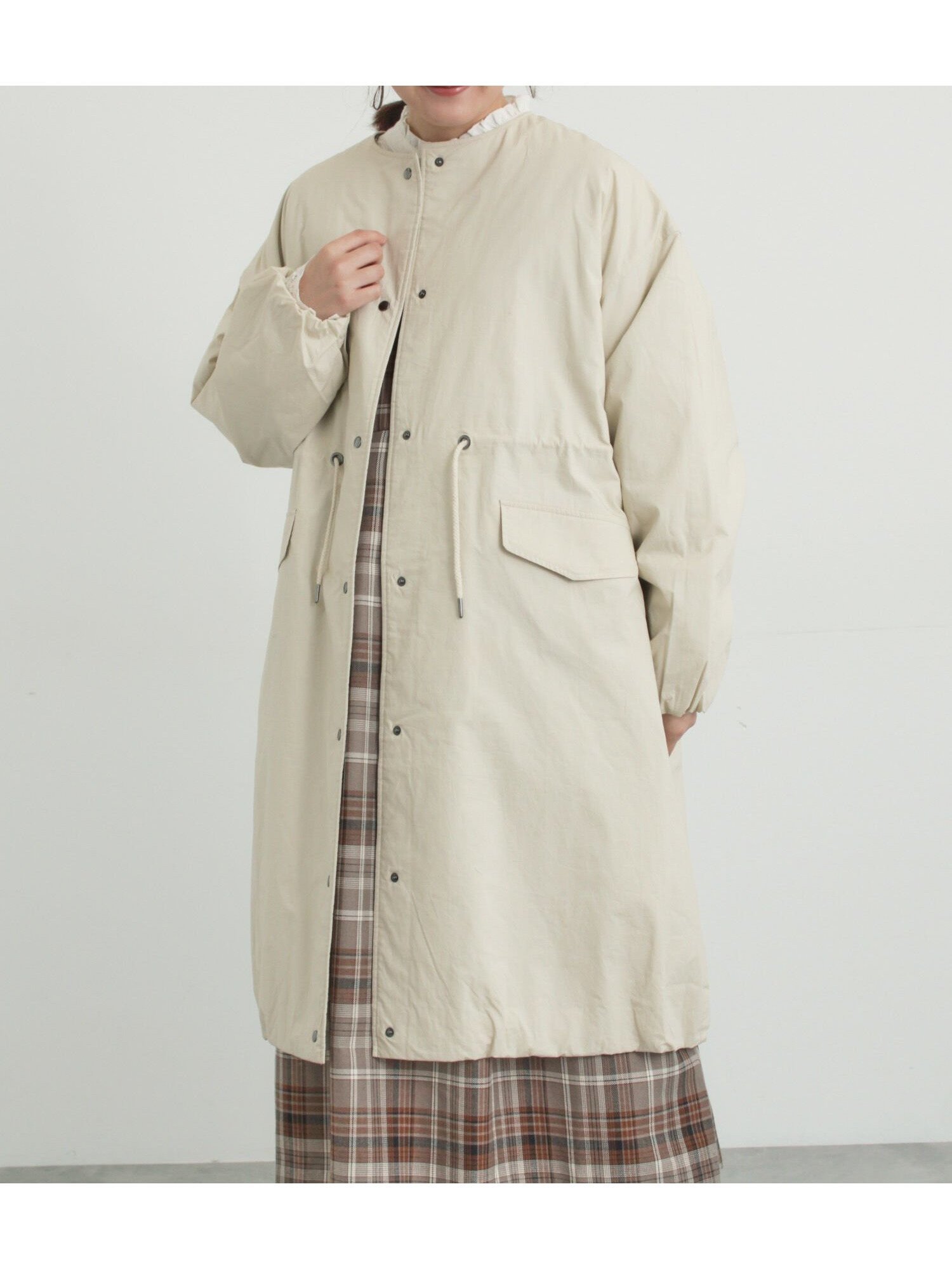 【サマンサモスモス/Samansa Mos2】の中綿ロングコート インテリア・キッズ・メンズ・レディースファッション・服の通販 founy(ファニー) 　ファッション　Fashion　レディースファッション　Fashion for Women　アウター　Coat / Outerwear Collection　コート・ロングコート・ピーコート　Long Coats, Peacoats & More　ドローストリング　Drawstring, Pull Cord　ロング　Long, Long-Length　ベージュ|ID: prp329100004832266 ipo3291000000035186307