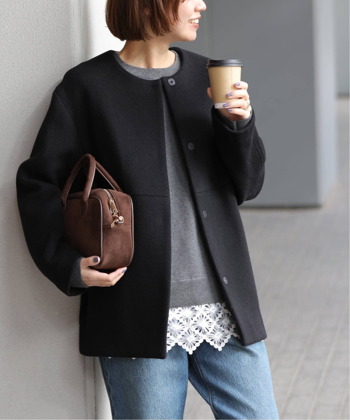 【ジャーナルスタンダード レリューム/JOURNAL STANDARD relume】の《追加》スーパーファインビーバークルーネックコート インテリア・キッズ・メンズ・レディースファッション・服の通販 founy(ファニー) 　ファッション　Fashion　レディースファッション　Fashion for Women　アウター　Coat / Outerwear Collection　コート・ロングコート・ピーコート　Long Coats, Peacoats & More　ショート　Short, Short Length　シンプル　Simple, Minimal　ジャケット　Jacket, Outerwear　別注　Limited Edition, Custom Order　エレガント 上品　Elegant　2025年　2025　2025-2026秋冬・A/W　Autumn/Winter 2025–26 AW25–26　ブラック|ID: prp329100004832270 ipo3291000000035186356