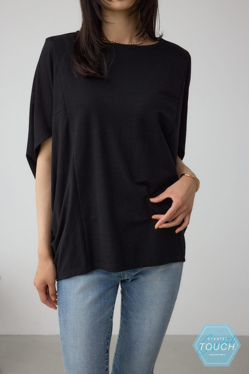 【アズール バイ マウジー/AZUL by moussy】のC/T冷感ドルマントップス 人気、トレンドファッション・服の通販 founy(ファニー) 　ファッション　Fashion　レディースファッション　Fashion for Women　トップス・カットソー　Cut & Sew Tops　おすすめ　Recommended / Our Picks　カットソー　Cut and Sewn Top　ボトム　Bottoms, Lower Wear　モノトーン　Monotone, Black and White　エレガント 上品　Elegant　 other-1|ID: prp329100004832272 ipo3291000000035186372