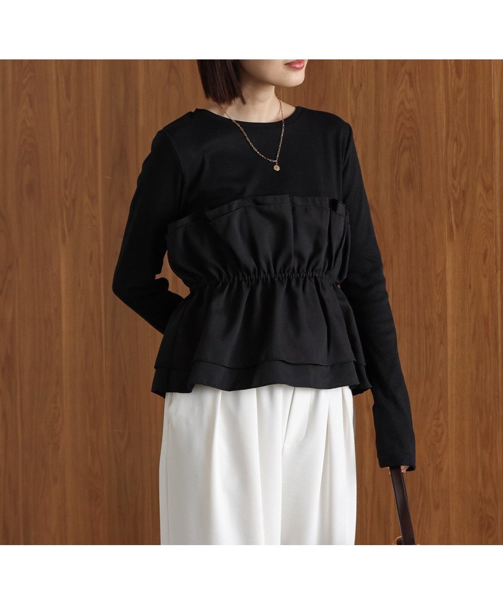 【バブ ブージュルード/Bab Bou Jeloud】の【WEB限定】ビスチェ風レイヤードプルオーバー インテリア・キッズ・メンズ・レディースファッション・服の通販 founy(ファニー) 　ファッション　Fashion　レディースファッション　Fashion for Women　トップス・カットソー　Cut & Sew Tops　カジュアルプルオーバー・ニットトップス　Pullovers & Knit Tops / Casual Pullovers　ビスチェ　Bustiers & Corset Tops / Layered Bustier Style　カットソー　Cut and Sewn Top　デニム　Denim, Jeans Material　ビスチェ　Bustier, Corset Top　ワイド　Wide, Wide Fit　再入荷　Restock / Back in Stock　BLACK|ID: prp329100004832278 ipo3291000000035186446