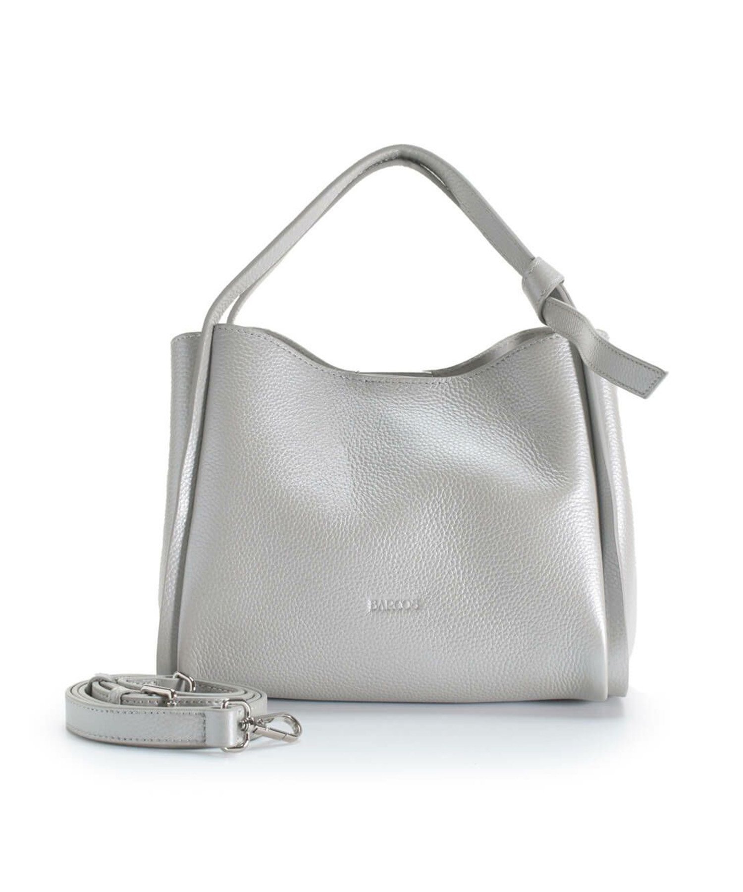 【バルコス/BARCOS】の【BARCOS】ノットチャーム付き2wayスクエアバッグ インテリア・キッズ・メンズ・レディースファッション・服の通販 founy(ファニー) 　ファッション　Fashion　レディースファッション　Fashion for Women　バッグ　Bags　ショルダー　Shoulder, Shoulder Strap　スクエア　Square, Square Shape　チャーム　Charm, Pendant　トレンド　Trend, Trending Now　フェミニン　Feminine, Girly　ポケット　Pocket, Pocket Detail　マニッシュ　Mannish, Boyish　モチーフ　Motif, Design Theme　財布　Wallet, Purse　シルバー|ID: prp329100004832288 ipo3291000000035186544
