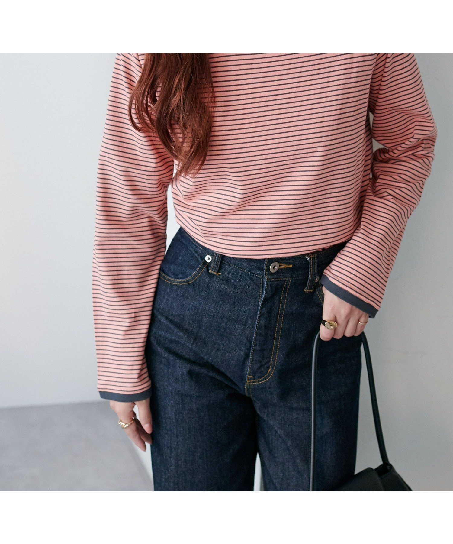 【ディスコート/Discoat】の【WEB限定】細ボーダーTシャツ インテリア・キッズ・メンズ・レディースファッション・服の通販 founy(ファニー) 　ファッション　Fashion　レディースファッション　Fashion for Women　トップス・カットソー　Cut & Sew Tops　シャツ・ブラウス・オフィスカジュアル　Elegant Blouses & Button-Ups　ロングTシャツ・Tシャツ　Longline T-Shirts & Tees　おすすめ　Recommended / Our Picks　キャミワンピース　Cami Dress, Slip Dress　シンプル　Simple, Minimal　ストレッチ　Stretch, Stretchy Fabric　スラックス　Slacks, Dress Pants　デニム　Denim, Jeans Material　トレンド　Trend, Trending Now　パイピング　Piping, Trim Design　フィット　Fit, Slim Fit　ベーシック　Basic, Essential　ボーダー　Border, Stripe　ロング　Long, Long-Length　定番　Standard, Basic Item　サーモンピンク|ID: prp329100004832291 ipo3291000000035186581