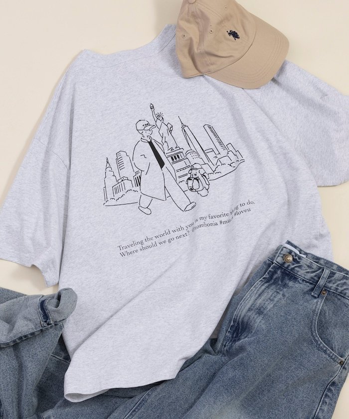【フリークスストア/FREAK'S STORE】のtombonia NY トラベル TEE 25SS インテリア・キッズ・メンズ・レディースファッション・服の通販 founy(ファニー) 　ファッション　Fashion　レディースファッション　Fashion for Women　2025年　2025　2025春夏・S/S　Spring/Summer 2025 SS25　旅行　Travel　イラスト　Illustration　トラベル　Travel, Travel Gear　ニューヨーク　New York, NYC Style　フロント　Front, Front Design　プリント　Print, Printed Pattern　ポケット　Pocket, Pocket Detail　モノトーン　Monotone, Black and White　夏　Summer　S/S・春夏　SS, Spring/Summer, Warm Season　ライトグレー|ID: prp329100004832318 ipo3291000000035186779