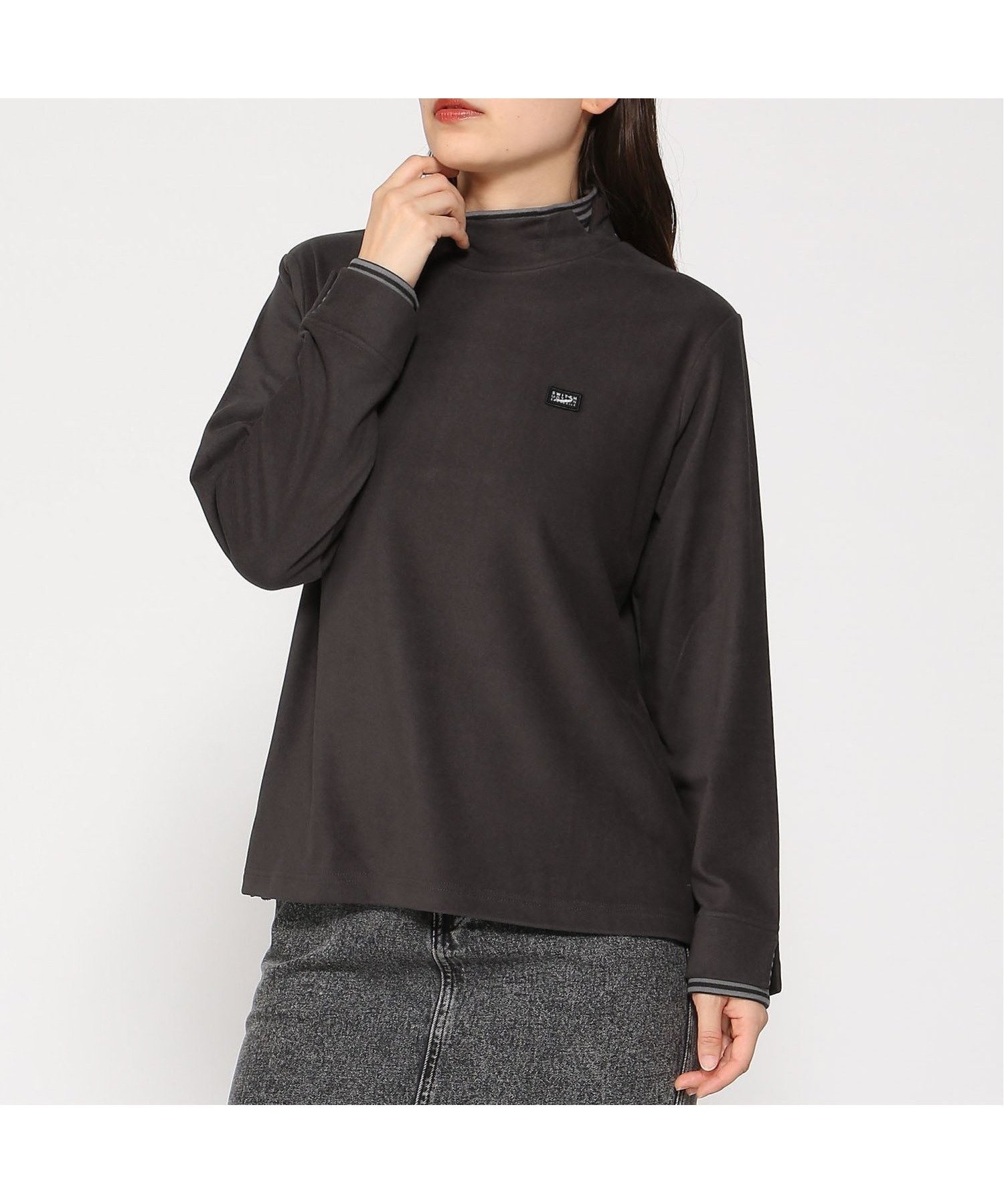 【クロコダイル/CROCODILE】の天竺 ハイネック デザインカットソー インテリア・キッズ・メンズ・レディースファッション・服の通販 founy(ファニー) 　ファッション　Fashion　レディースファッション　Fashion for Women　トップス・カットソー　Cut & Sew Tops　カットソー・ベーシックTシャツ　Cut-and-Sewn Tops / Stretch Tees & Basics　ストレッチ　Stretch, Stretchy Fabric　ハイネック　High Neck, Mock Neck　フロント　Front, Front Design　ベーシック　Basic, Essential　ブラック|ID: prp329100004832335 ipo3291000000035187040