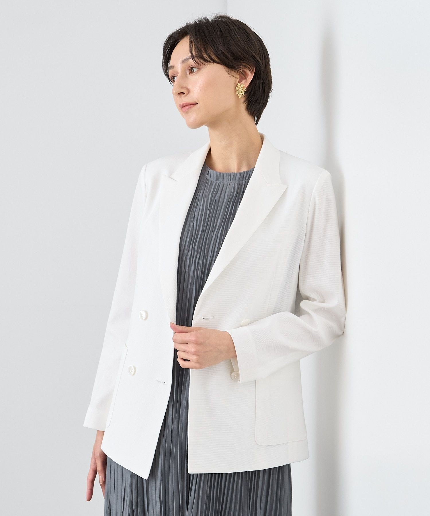 【アナイ/ANAYI】のカラミコットンダブルジャケット 人気、トレンドファッション・服の通販 founy(ファニー) 　ファッション　Fashion　レディースファッション　Fashion for Women　アウター　Coat / Outerwear Collection　レディースジャケット・軽アウター　Jackets　ショート　Short, Short Length　ジャケット　Jacket, Outerwear　ストレッチ　Stretch, Stretchy Fabric　スマート　Smart, Elegant　ダブル　Double, Double-Breasted　定番　Standard, Basic Item　バランス　Balance, Style Balance　ベーシック　Basic, Essential　ポケット　Pocket, Pocket Detail　羽織　Haori, Light Jacket　S/S・春夏　SS, Spring/Summer, Warm Season　再入荷　Restock / Back in Stock　夏　Summer　ビジネス 仕事 通勤　Business / Work / Commuting　 other-1|ID: prp329100004832389 ipo3291000000035187662