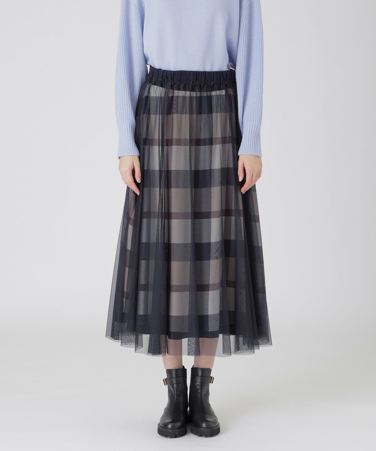 【ブルーレーベル クレストブリッジ/BLUE LABEL CRESTBRIDGE】の【一部店舗限定】クレストブリッジチェック5WAYチュールスカート インテリア・キッズ・メンズ・レディースファッション・服の通販 founy(ファニー) 　ファッション　Fashion　レディースファッション　Fashion for Women　スカート　Skirts　おすすめ　Recommended / Our Picks　インナー　Innerwear　デニム　Denim, Jeans Material　リバーシブル　Reversible, Two-Sided　ネイビー|ID: prp329100004832399 ipo3291000000035187776