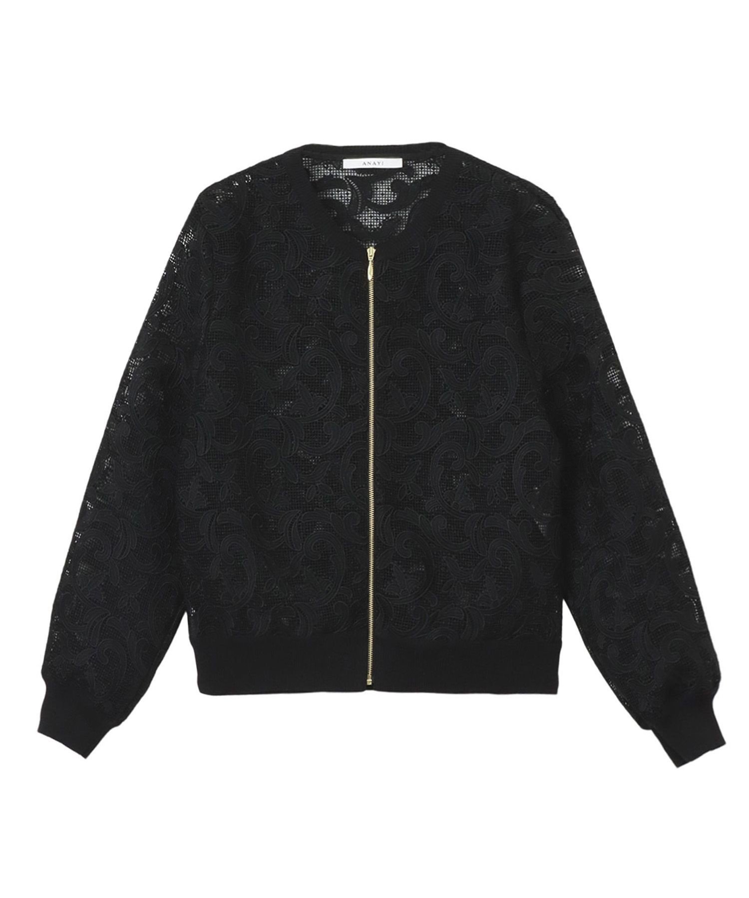 【アナイ/ANAYI】のレースブルゾン インテリア・キッズ・メンズ・レディースファッション・服の通販 founy(ファニー) 　ファッション　Fashion　レディースファッション　Fashion for Women　アウター　Coat / Outerwear Collection　ブルゾンジャケット・スポーティアウター　Blouson Jackets　スマート　Smart, Elegant　ブルゾン　Blouson, Bomber Jacket　リブニット　Rib Knit, Ribbed Knit　レース　Lace, Lace Fabric　ロング　Long, Long-Length　再入荷　Restock / Back in Stock　夏　Summer　black|ID: prp329100004832405 ipo3291000000035187824