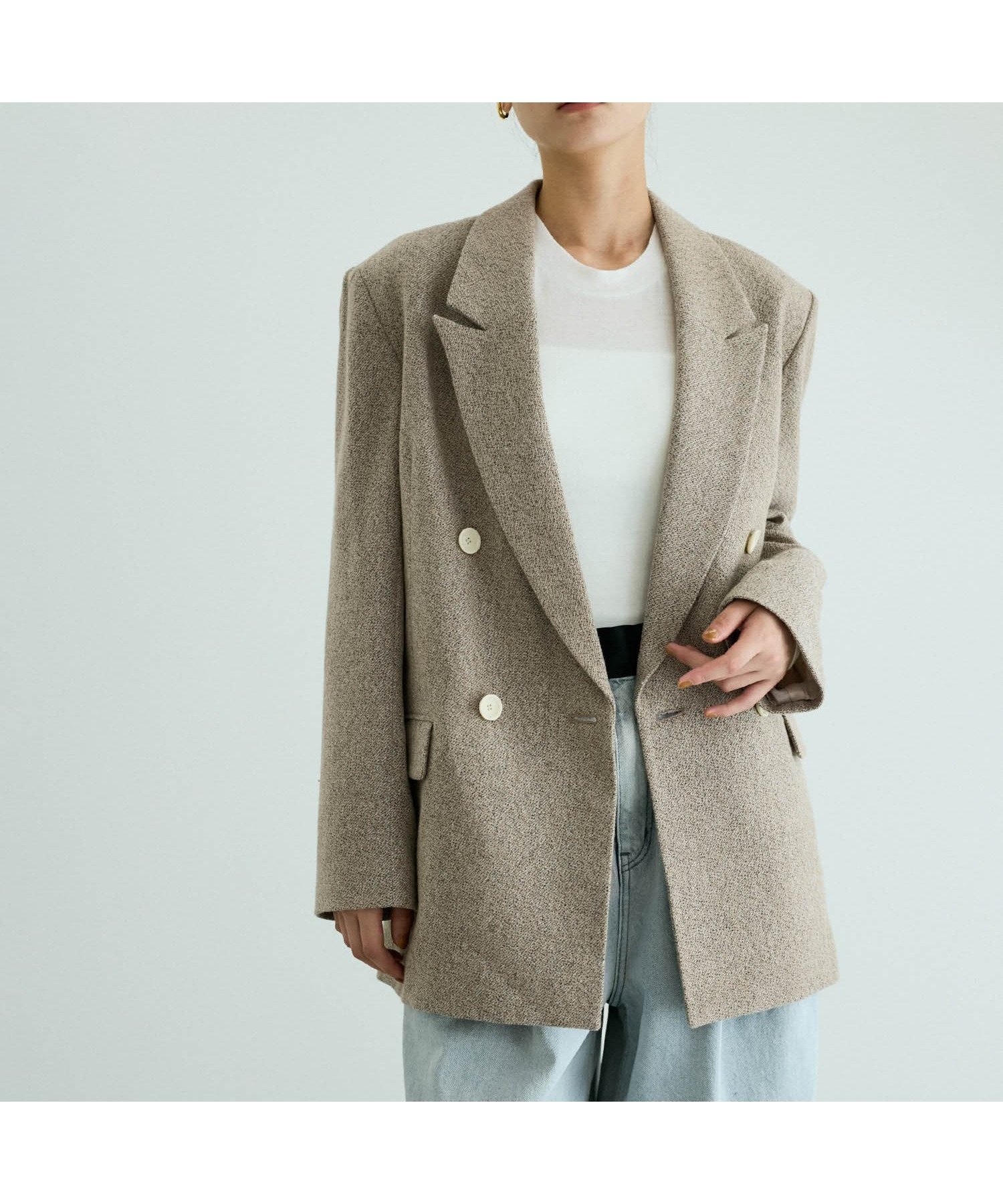 【アダム エ ロペ/ADAM ET ROPE'】のウールネップテーラードジャケット インテリア・キッズ・メンズ・レディースファッション・服の通販 founy(ファニー) 　ファッション　Fashion　レディースファッション　Fashion for Women　アウター　Coat / Outerwear Collection　レディースジャケット・軽アウター　Jackets　テーラードジャケット / 通勤・きれいめスタイル　Tailored Jackets & Blazers　ジャケット　Jacket, Outerwear　スラックス　Slacks, Dress Pants　ダブル　Double, Double-Breasted　ツイード　Twill, Twill Weave　デニム　Denim, Jeans Material　定番　Standard, Basic Item　ネップ　Nepp, Slub Yarn　人気　Popular, Best Seller　ポケット　Pocket, Pocket Detail　マニッシュ　Mannish, Boyish　A/W・秋冬　Autumn/Winter　2024年　2024　2024春夏・S/S　Spring/Summer 2024 SS24　ビジネス 仕事 通勤　Business / Work / Commuting　2025年　2025　2025-2026秋冬・A/W　Autumn/Winter 2025–26 AW25–26　ベージュ系(29)|ID: prp329100004832413 ipo3291000000035187943