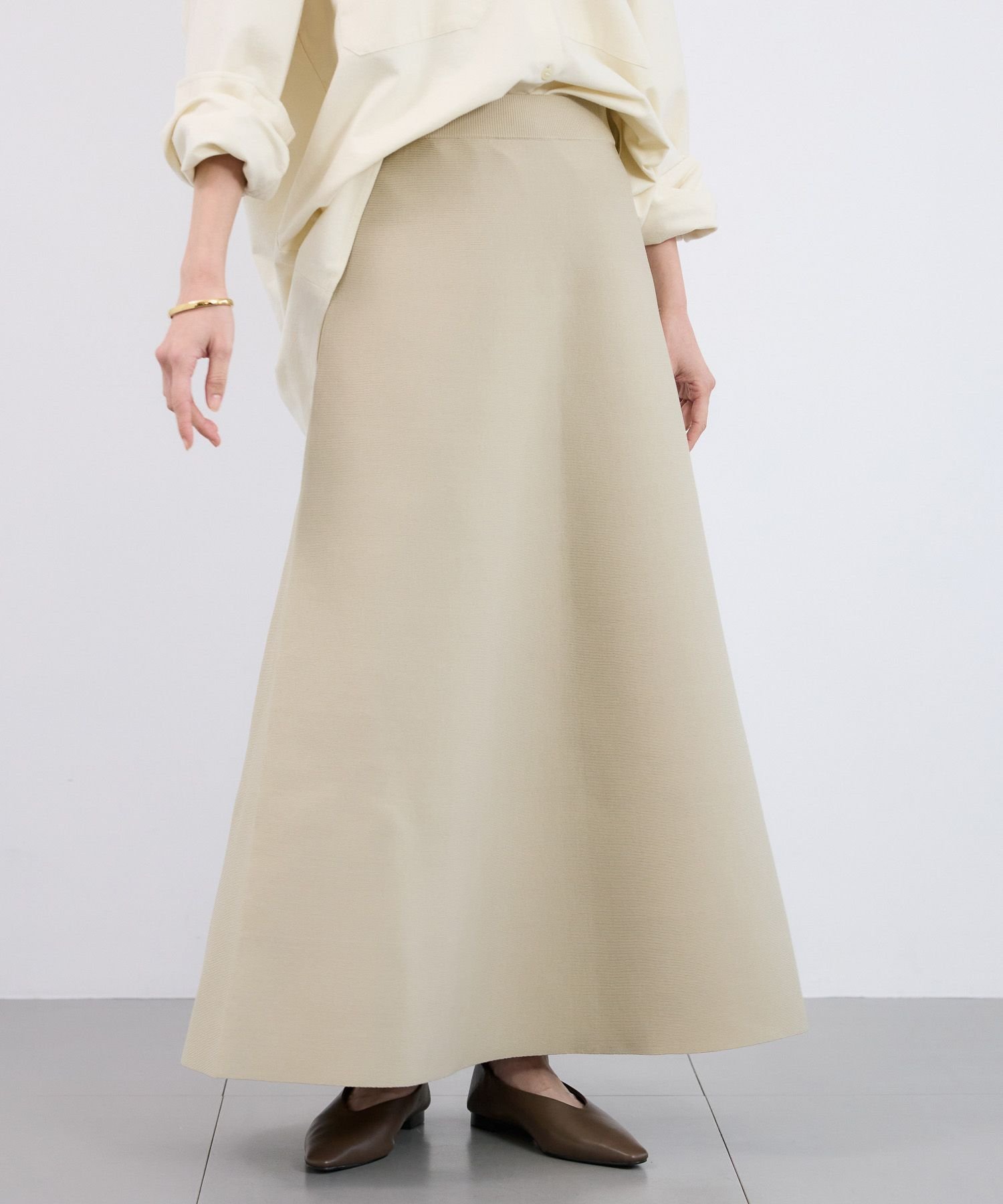 【バンヤードストーム/BARNYARDSTORM】の【WEB限定】ニットフレアスカート セットアップ対応 インテリア・キッズ・メンズ・レディースファッション・服の通販 founy(ファニー) 　ファッション　Fashion　レディースファッション　Fashion for Women　セットアップ　Matching Sets　スカート・ミニ/ミディ/マキシ　Skirts / Mini, Midi & Maxi Skirts　スカート　Skirts　Aライン・フレアスカート　A-Line & Flared Skirts　おすすめ　Recommended / Our Picks　エレガント 上品　Elegant　セットアップ　Set-Up, Coordinated Outfit　フレア　Flare, Flared　ブルゾン　Blouson, Bomber Jacket　ベージュ55|ID: prp329100004832423 ipo3291000000035188054