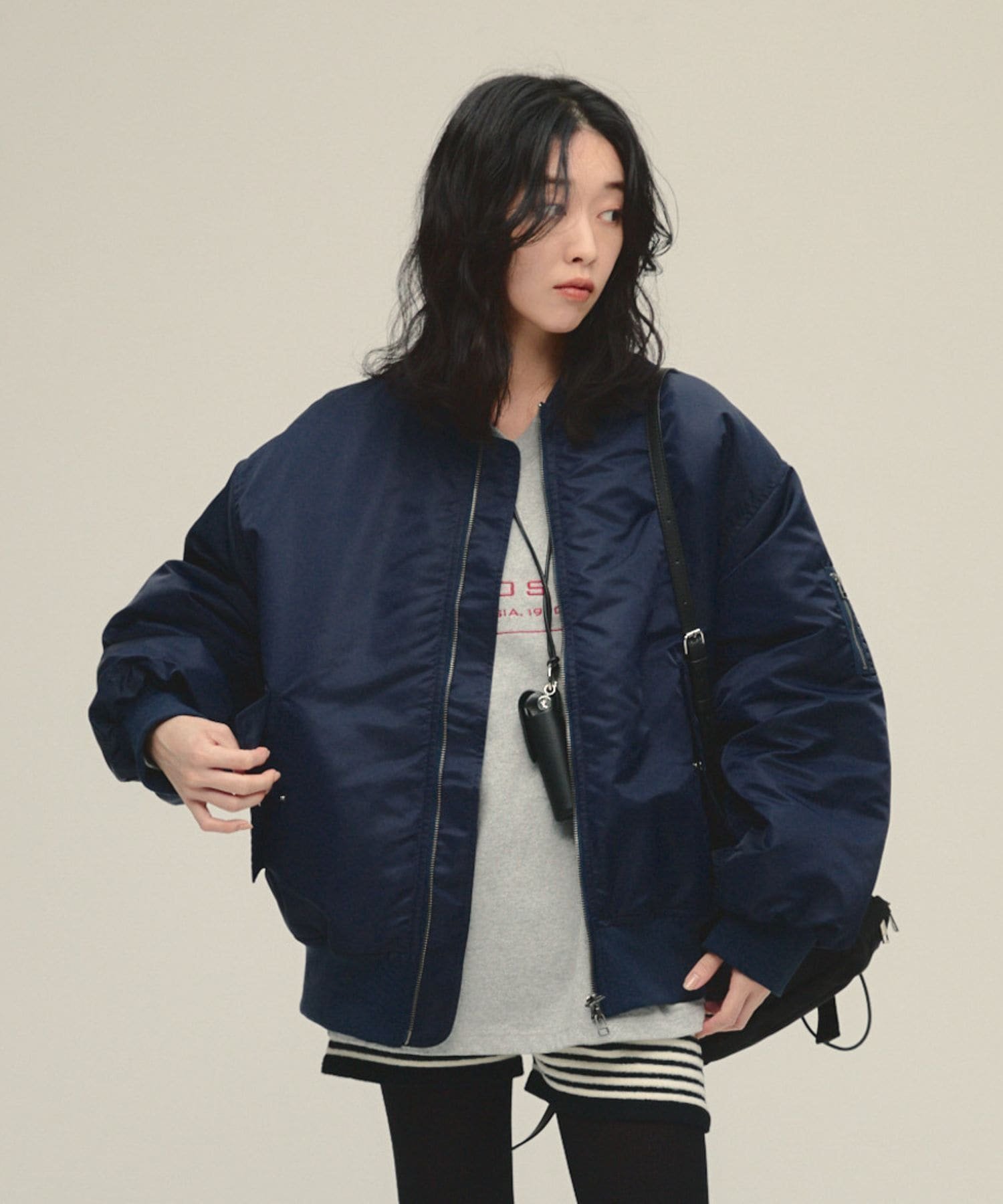 【ジーナシス/JEANASiS】のMA-1 Blouson インテリア・キッズ・メンズ・レディースファッション・服の通販 founy(ファニー) 　ファッション　Fashion　レディースファッション　Fashion for Women　アウター　Coat / Outerwear Collection　ブルゾンジャケット・スポーティアウター　Blouson Jackets　MA-1ジャケット　MA-1 Bomber Jackets / Flight Jackets　ジップ　Zip, Zipper　スラックス　Slacks, Dress Pants　ボトム　Bottoms, Lower Wear　ロング　Long, Long-Length　ワイド　Wide, Wide Fit　ネイビー|ID: prp329100004832428 ipo3291000000035188091