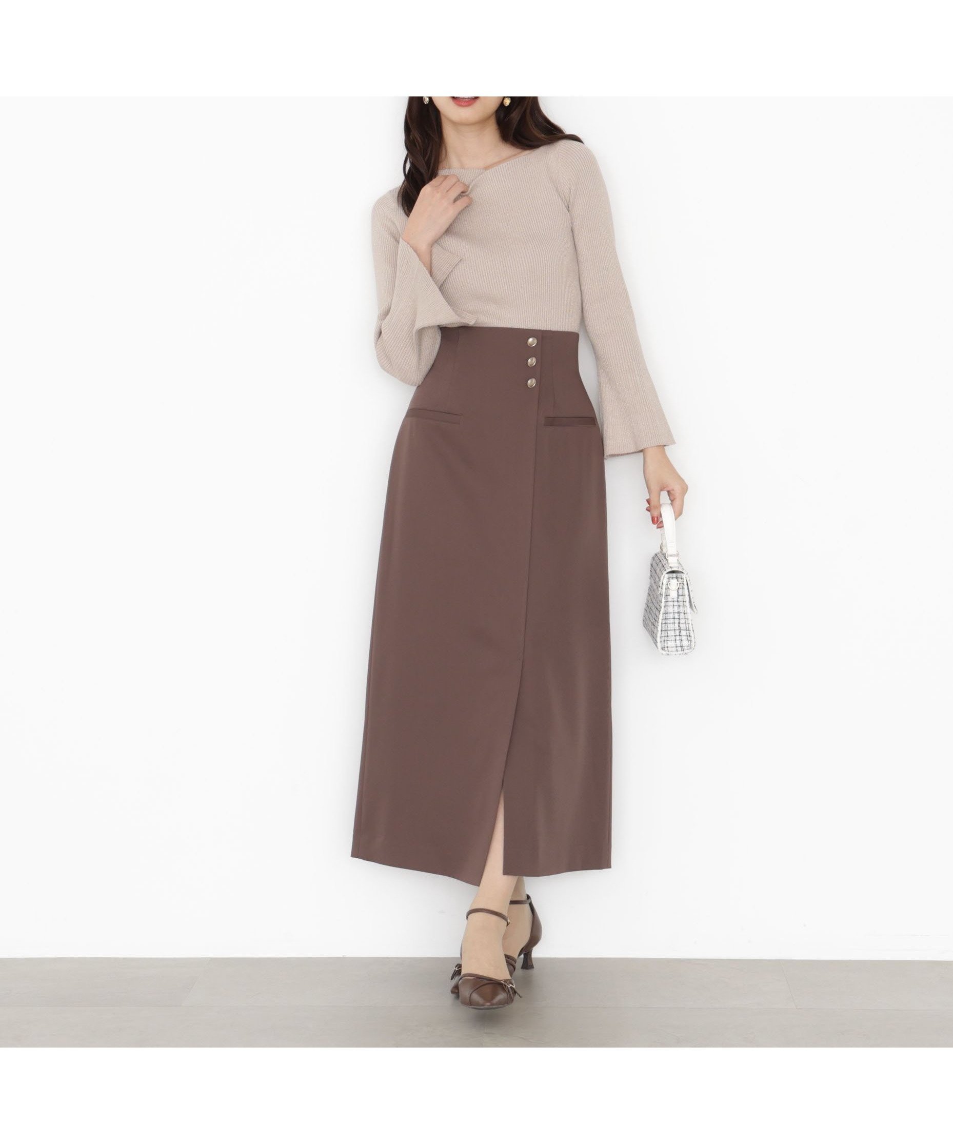 【プロポーション ボディドレッシング/PROPORTION BODY DRESSING】のアシメ釦ナロースカート 25AW 人気、トレンドファッション・服の通販 founy(ファニー) 　ファッション　Fashion　レディースファッション　Fashion for Women　スカート　Skirts　2025年　2025　2025-2026秋冬・A/W　Autumn/Winter 2025–26 AW25–26　おすすめ　Recommended / Our Picks　アシンメトリー　Asymmetrical Style　ジャケット　Jacket, Outerwear　ツイード　Twill, Twill Weave　パターン　Pattern, Design Print　フロント　Front, Front Design　ラップ　Wrap, Wrap Design　 other-1|ID: prp329100004832429 ipo3291000000035188092