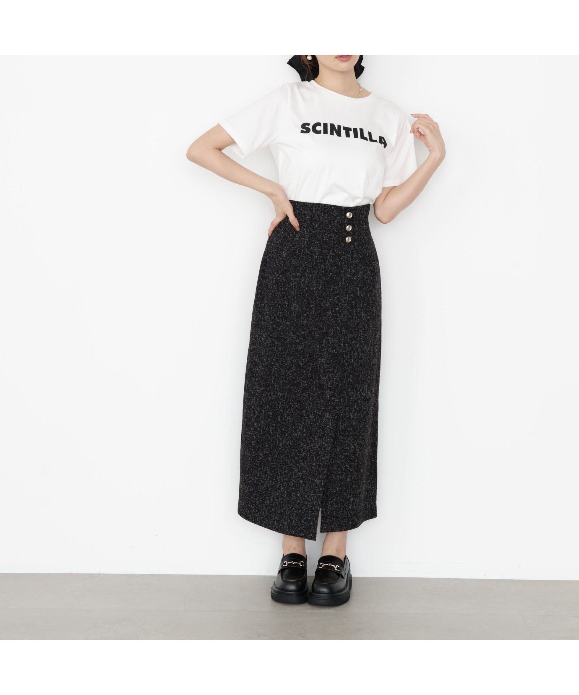 【プロポーション ボディドレッシング/PROPORTION BODY DRESSING】のアシメ釦ナロースカート 25AW インテリア・キッズ・メンズ・レディースファッション・服の通販 founy(ファニー) 　ファッション　Fashion　レディースファッション　Fashion for Women　スカート　Skirts　2025年　2025　2025-2026秋冬・A/W　Autumn/Winter 2025–26 AW25–26　おすすめ　Recommended / Our Picks　アシンメトリー　Asymmetrical Style　ジャケット　Jacket, Outerwear　ツイード　Twill, Twill Weave　パターン　Pattern, Design Print　フロント　Front, Front Design　ラップ　Wrap, Wrap Design　ブラックミックス1|ID: prp329100004832429 ipo3291000000035188094