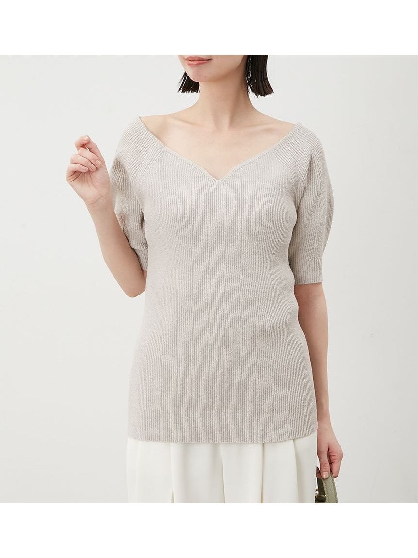 【ミラオーウェン/Mila Owen】のデコルテ構築パフスリーブニットプルオーバー インテリア・キッズ・メンズ・レディースファッション・服の通販 founy(ファニー) 　ファッション　Fashion　レディースファッション　Fashion for Women　トップス・カットソー　Cut & Sew Tops　ニット　Knit Tops & Sweaters　カジュアルプルオーバー・ニットトップス　Pullovers & Knit Tops / Casual Pullovers　スマート　Smart, Elegant　スリーブ　Sleeve, Long Sleeve / Short Sleeve　デコルテ　Décolleté, Neckline　ボトム　Bottoms, Lower Wear　夏　Summer　BEG[037]|ID: prp329100004832436 ipo3291000000035188170