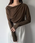 【ジュノア/JUNOAH】のmipiarl ドレープトップス 人気、トレンドファッション・服の通販 founy(ファニー) ファッション Fashion レディースファッション Fashion for Women トップス・カットソー Cut & Sew Tops thumbnail ブラウン|ID: prp329100004832438 ipo3291000000035188176