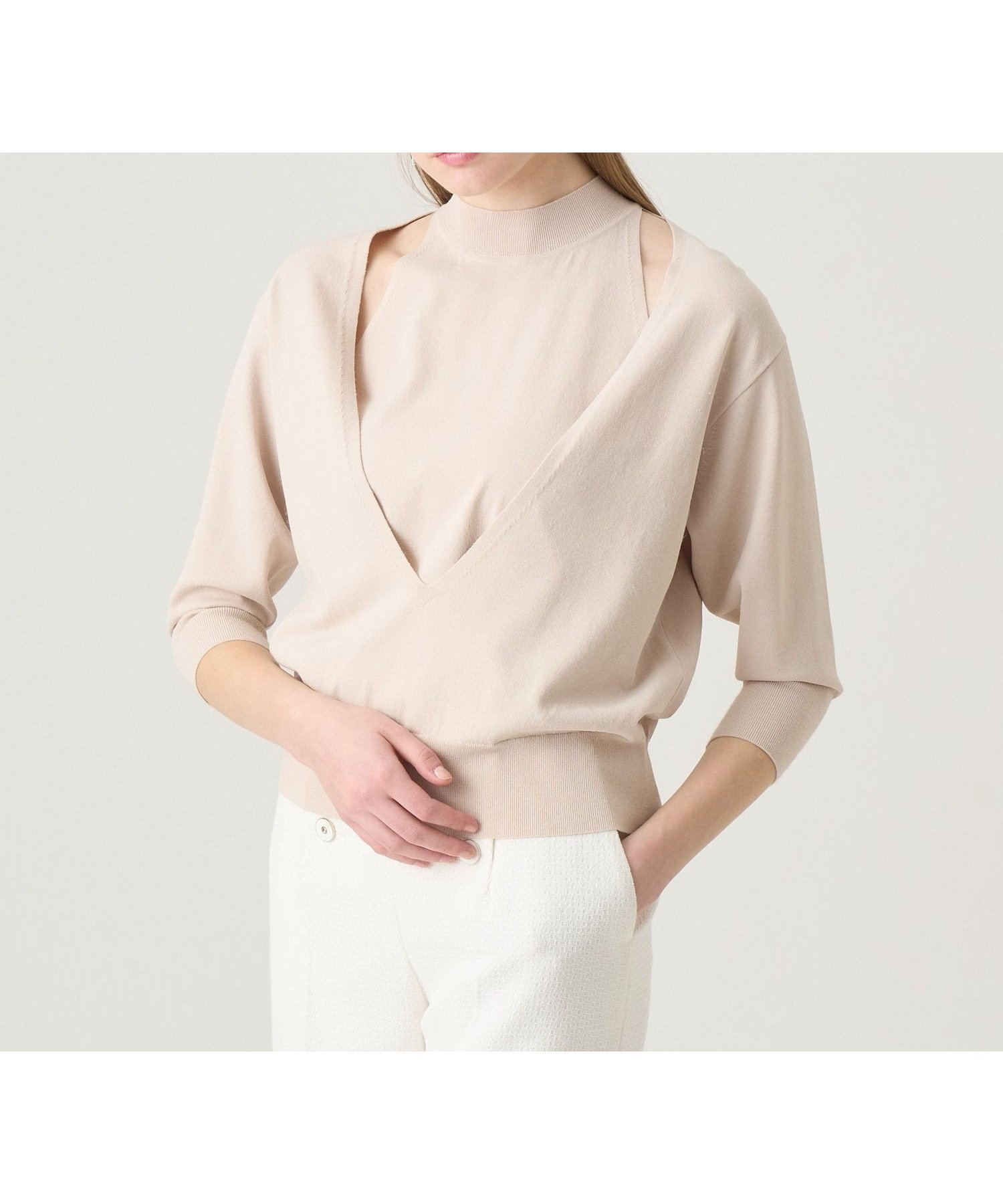 【アナイ/ANAYI】のハイネックレイヤー プルオーバー インテリア・キッズ・メンズ・レディースファッション・服の通販 founy(ファニー) 　ファッション　Fashion　レディースファッション　Fashion for Women　トップス・カットソー　Cut & Sew Tops　カジュアルプルオーバー・ニットトップス　Pullovers & Knit Tops / Casual Pullovers　エレガント 上品　Elegant　ストレッチ　Stretch, Stretchy Fabric　スマート　Smart, Elegant　ハイネック　High Neck, Mock Neck　ベーシック　Basic, Essential　S/S・春夏　SS, Spring/Summer, Warm Season　再入荷　Restock / Back in Stock　夏　Summer　beige|ID: prp329100004832445 ipo3291000000035188255