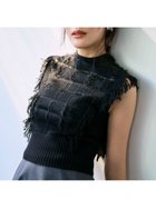 【フレイ アイディー/FRAY I.D】のチェックジャカードニットトップス 人気、トレンドファッション・服の通販 founy(ファニー) ファッション Fashion レディースファッション Fashion for Women トップス・カットソー Cut & Sew Tops ニット Knit Tops & Sweaters インナー Innerwear 秋 Autumn カットジャガード Cut Jacquard キャミソール Camisole, Spaghetti Strap Top ジャカード／ジャガード Jacquard, Woven Pattern スマート Smart, Elegant チェック Check, Plaid, Tartan トレンド Trend, Trending Now ノースリーブ Sleeveless, No-Sleeve ハイネック High Neck, Mock Neck バランス Balance, Style Balance フリンジ Fringe, Tassel メッシュ Mesh, Net Fabric thumbnail BLK[009]|ID: prp329100004832447 ipo3291000000035188272