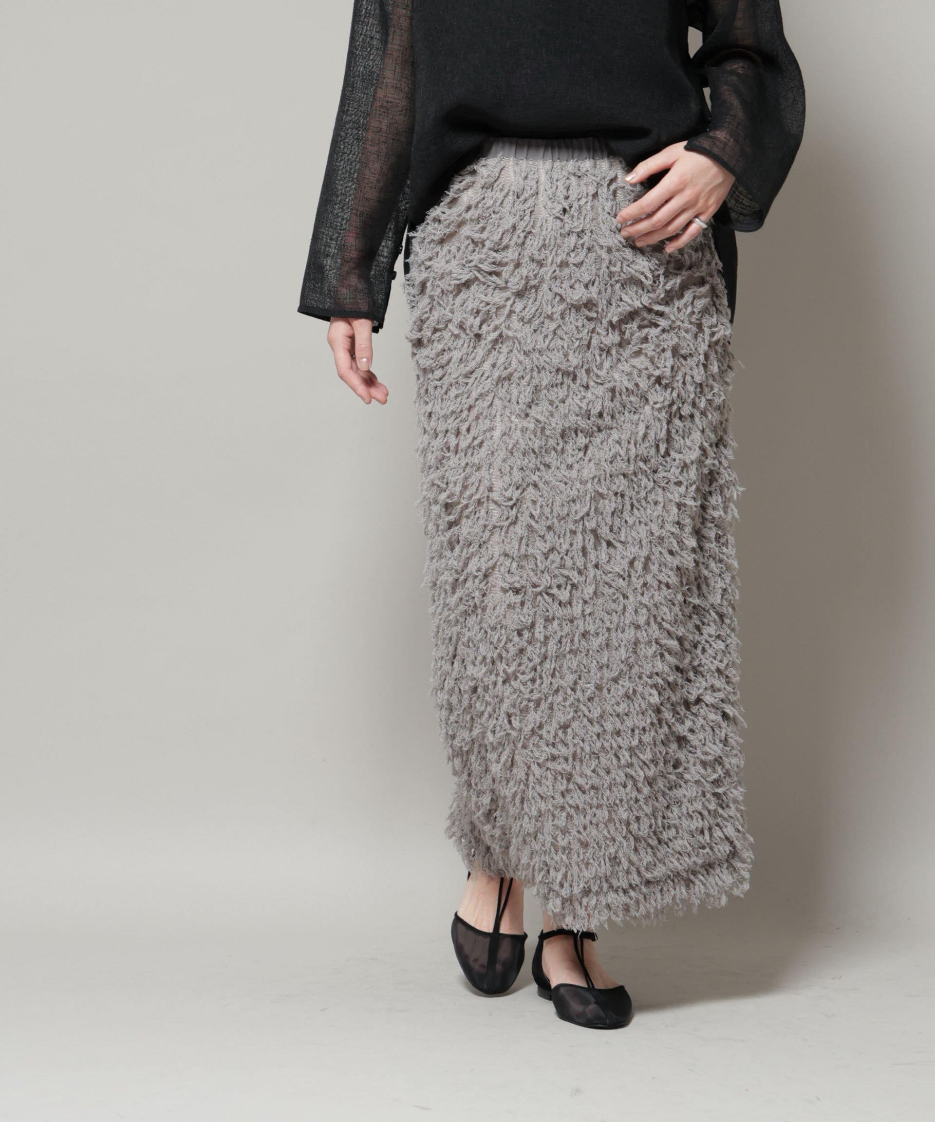 【ナノ ユニバース/nano universe】のフリンジタイトスカート インテリア・キッズ・メンズ・レディースファッション・服の通販 founy(ファニー) 　ファッション　Fashion　レディースファッション　Fashion for Women　スカート　Skirts　秋　Autumn　コンパクト　Compact, Small Size　シンプル　Simple, Minimal　ジャケット　Jacket, Outerwear　ストレッチ　Stretch, Stretchy Fabric　フリンジ　Fringe, Tassel　マニッシュ　Mannish, Boyish　おすすめ　Recommended / Our Picks　エレガント 上品　Elegant　2025年　2025　2025-2026秋冬・A/W　Autumn/Winter 2025–26 AW25–26　グレー|ID: prp329100004832453 ipo3291000000035188314