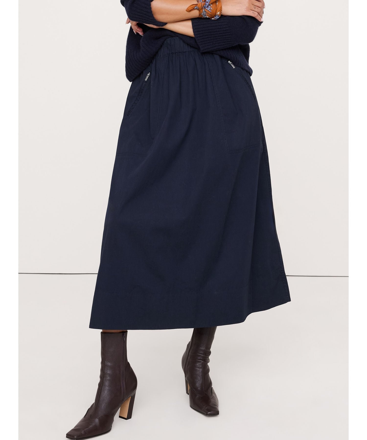 【バナナ リパブリック/BANANA REPUBLIC】のストレッチコットン ユーティリティ ミディスカート インテリア・キッズ・メンズ・レディースファッション・服の通販 founy(ファニー) 　ファッション　Fashion　レディースファッション　Fashion for Women　スカート　Skirts　エレガント 上品　Elegant　ストレッチ　Stretch, Stretchy Fabric　バランス　Balance, Style Balance　PREPPY_NAVY|ID: prp329100004832459 ipo3291000000035188366