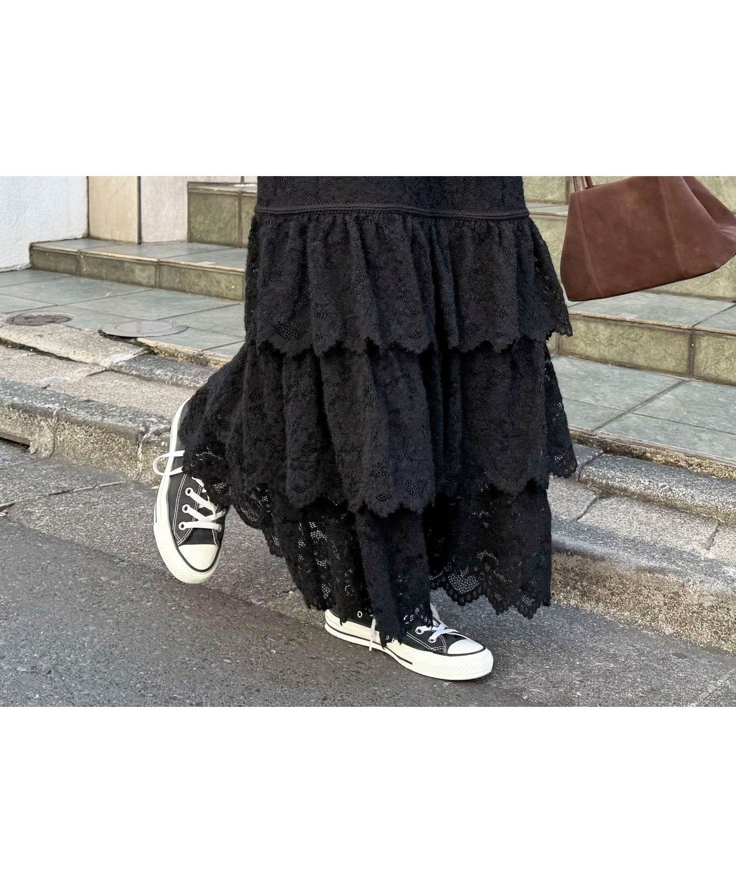 【フレディ&グロスター/FREDY&GLOSTER】の起毛レースティアードスカート 人気、トレンドファッション・服の通販 founy(ファニー) 　ファッション　Fashion　レディースファッション　Fashion for Women　スカート　Skirts　ティアードスカート　Tiered Skirts　2025年　2025　2025-2026秋冬・A/W　Autumn/Winter 2025–26 AW25–26　おすすめ　Recommended / Our Picks　カットソー　Cut and Sewn Top　シンプル　Simple, Minimal　ティアードスカート　Tiered Skirt, Flounced Skirt　レース　Lace, Lace Fabric　 other-1|ID: prp329100004832463 ipo3291000000035188476