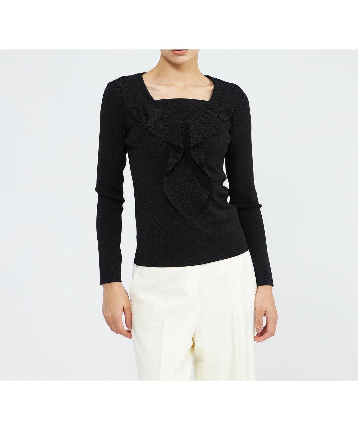 【エポカ/EPOCA】のドレープカラーニット プルオーバー インテリア・キッズ・メンズ・レディースファッション・服の通販 founy(ファニー) 　ファッション　Fashion　レディースファッション　Fashion for Women　トップス・カットソー　Cut & Sew Tops　ニット　Knit Tops & Sweaters　カジュアルプルオーバー・ニットトップス　Pullovers & Knit Tops / Casual Pullovers　おすすめ　Recommended / Our Picks　インナー　Innerwear　エレガント 上品　Elegant　ジャケット　Jacket, Outerwear　ドレープ　Drape, Draping Fabric　ラッフル　Ruffle, Frill　冬　Winter / This Winter　春　Spring　秋　Autumn　黒|ID: prp329100004832474 ipo3291000000035188610