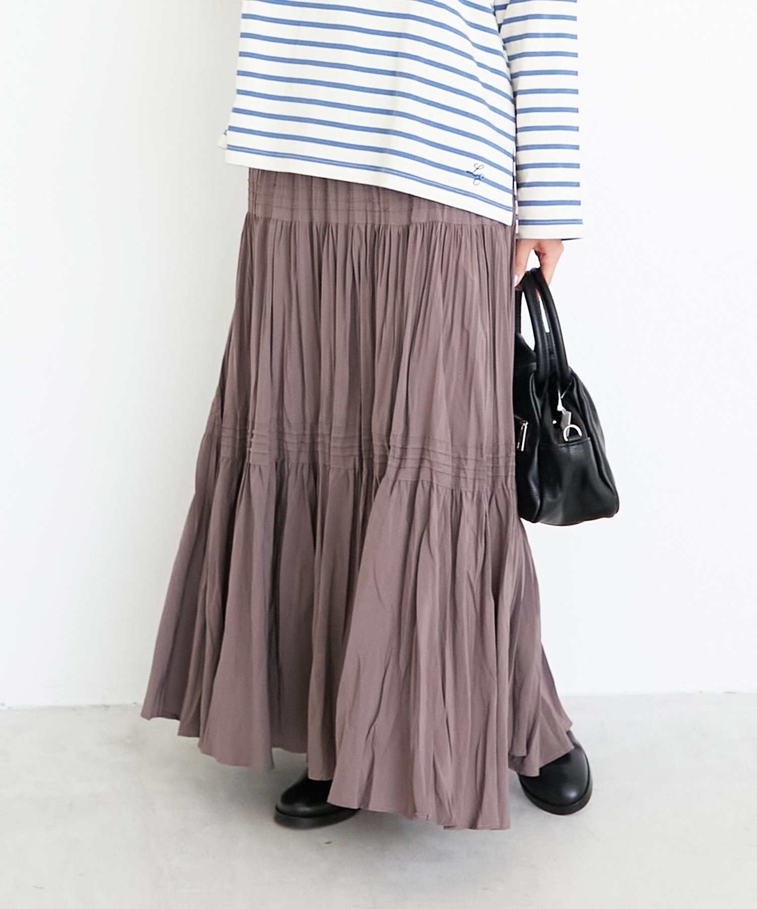 【ルクールブラン/le.coeur blanc】の《手洗い可能》エアータンブラーランダムプリーツスカート インテリア・キッズ・メンズ・レディースファッション・服の通販 founy(ファニー) 　ファッション　Fashion　レディースファッション　Fashion for Women　スカート　Skirts　プリーツスカート / 上品フェミニンスタイル　Pleated Skirts　おすすめ　Recommended / Our Picks　サテン　Satin, Glossy Fabric　ティアードスカート　Tiered Skirt, Flounced Skirt　フレア　Flare, Flared　プリーツ　Pleats, Pleated　ベーシック　Basic, Essential　ブラウン|ID: prp329100004832486 ipo3291000000035188743