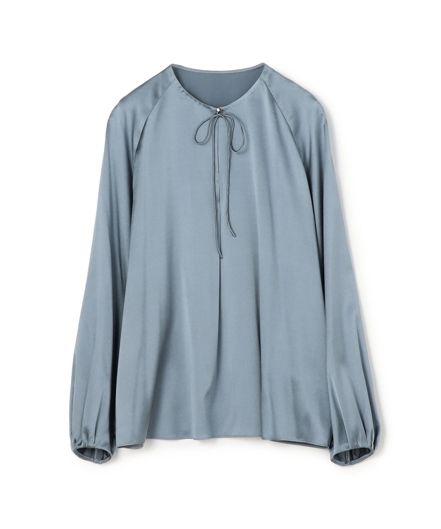 【トゥモローランド/TOMORROWLAND】のウォッシャブルサテン ループラグランブラウス インテリア・キッズ・メンズ・レディースファッション・服の通販 founy(ファニー) 　ファッション　Fashion　レディースファッション　Fashion for Women　トップス・カットソー　Cut & Sew Tops　シャツ・ブラウス・オフィスカジュアル　Elegant Blouses & Button-Ups　サテン　Satin, Glossy Fabric　シルク　Silk, 100% Silk　シンプル　Simple, Minimal　スリーブ　Sleeve, Long Sleeve / Short Sleeve　タオル　Towel, Bath Towel　リボン　Ribbon, Bow　エレガント 上品　Elegant　セレモニー　Ceremony　63 ライトブルー|ID: prp329100004832492 ipo3291000000035188826