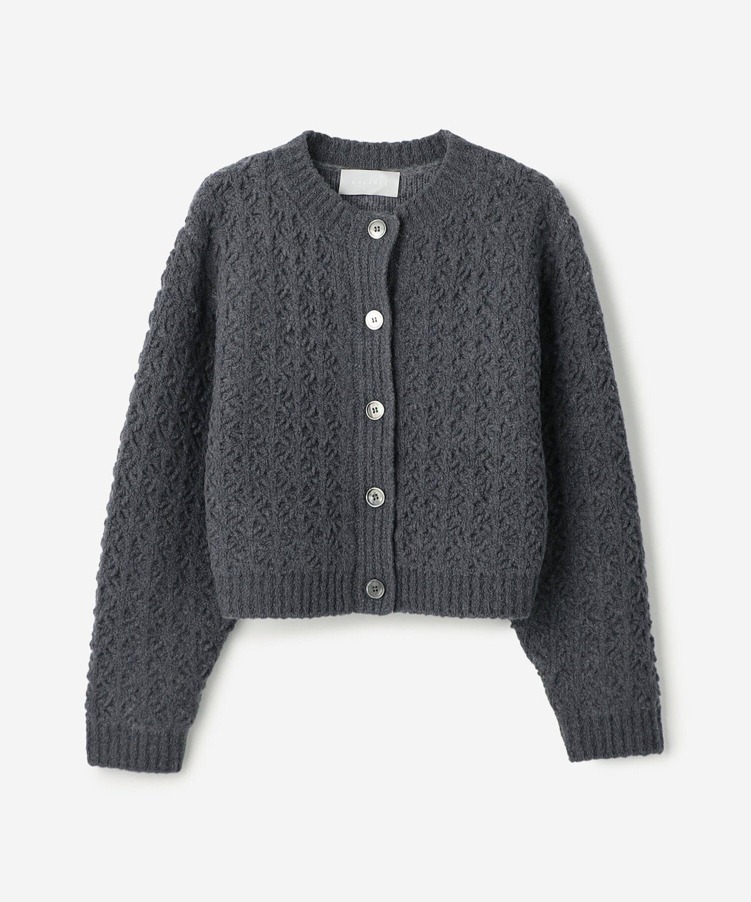 【ビショップ/Bshop】のクロシェ ダブルニットカーディガン WOMEN インテリア・キッズ・メンズ・レディースファッション・服の通販 founy(ファニー) 　ファッション　Fashion　レディースファッション　Fashion for Women　トップス・カットソー　Cut & Sew Tops　ニット　Knit Tops & Sweaters　カーディガン・羽織り　Layered Style Cardigans　カーディガン　Cardigan, Knitwear　クロシェ　Crochet, Knitted Lace　クロップド　Cropped, Short Length　スリーブ　Sleeve, Long Sleeve / Short Sleeve　フロント　Front, Front Design　透かし　Cut-Out, Lacework　CHARCOAL|ID: prp329100004832505 ipo3291000000035189013