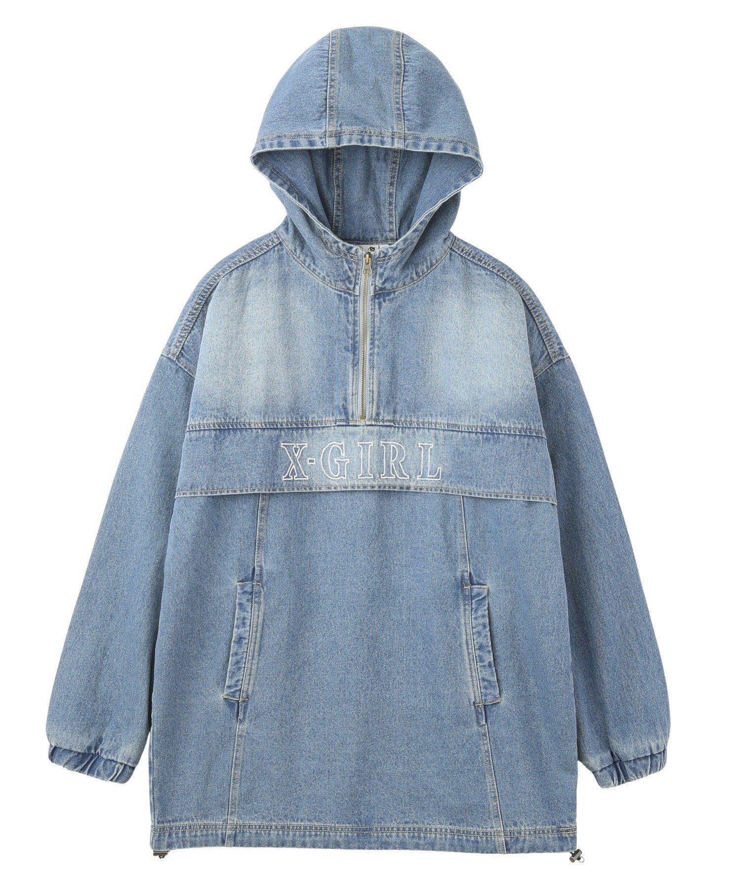 【エックスガール/X-girl】のDENIM ANORAK DRESS インテリア・キッズ・メンズ・レディースファッション・服の通販 founy(ファニー) 　ファッション　Fashion　レディースファッション　Fashion for Women　ワンピース　Dresses　フォーマル・パーティードレス・結婚式用ドレス　Elegant & Casual Dresses　デニム　Denim, Jeans Material　ドローコード　Drawcord, Drawstring Cord　長袖　Long Sleeve, Full Sleeve　パーカー　Hoodie, Parka　フロント　Front, Front Design　ベーシック　Basic, Essential　ロング　Long, Long-Length　A/W・秋冬　Autumn/Winter　おすすめ　Recommended / Our Picks　LtINDIGO|ID: prp329100004832509 ipo3291000000035189066