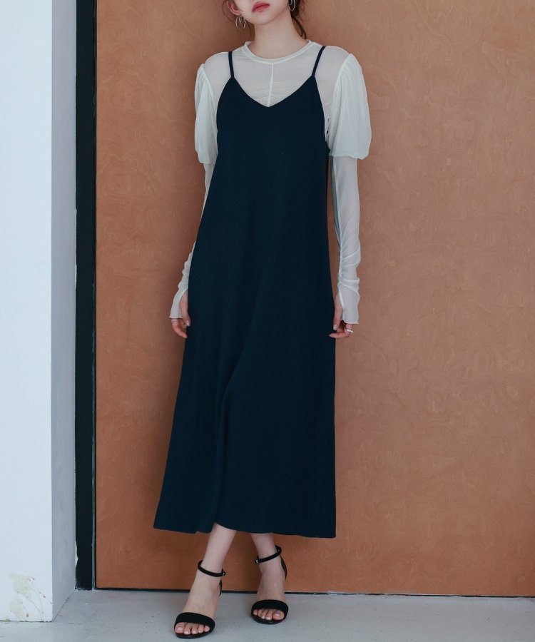 【セゾンドパピヨン/SAISON DE PAPILLON】の着回し抜群Vネックキャミワンピース インテリア・キッズ・メンズ・レディースファッション・服の通販 founy(ファニー) ファッション Fashion レディースファッション Fashion for Women ワンピース Dresses キャミソールワンピース Camisole Dresses カーディガン Cardigan, Knitwear トレンド Trend, Trending Now ラップ Wrap, Wrap Design ネイビー|ID: prp329100004832524 ipo3291000000035189221