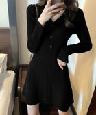 【ミニミニストア/miniministore】のVネックニットワンピース 飾りボタン付き ブラック|ID: prp329100004832531 ipo3291000000035189328