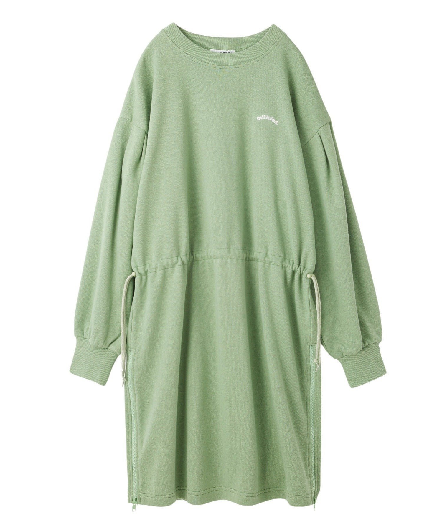【ミルクフェド/MILKFED.】のWEST DRAWSTIRNG SWEAT DRESS インテリア・キッズ・メンズ・レディースファッション・服の通販 founy(ファニー) 　ファッション　Fashion　レディースファッション　Fashion for Women　トップス・カットソー　Cut & Sew Tops　レディースパーカー・カジュアルフーディー　Casual Hoodies & Sweatshirts　スウェット・クルーネックトップス　Sweatshirts & Crewnecks / Relaxed Fit Sweat Tops　ワンピース　Dresses　フォーマル・パーティードレス・結婚式用ドレス　Elegant & Casual Dresses　ガーリー　Girly, Feminine Style　ジップ　Zip, Zipper　スニーカー　Sneakers, Trainers　スリット　Slit, Slit Detail　再入荷　Restock / Back in Stock　おすすめ　Recommended / Our Picks　LtGREEN|ID: prp329100004832635 ipo3291000000035190011