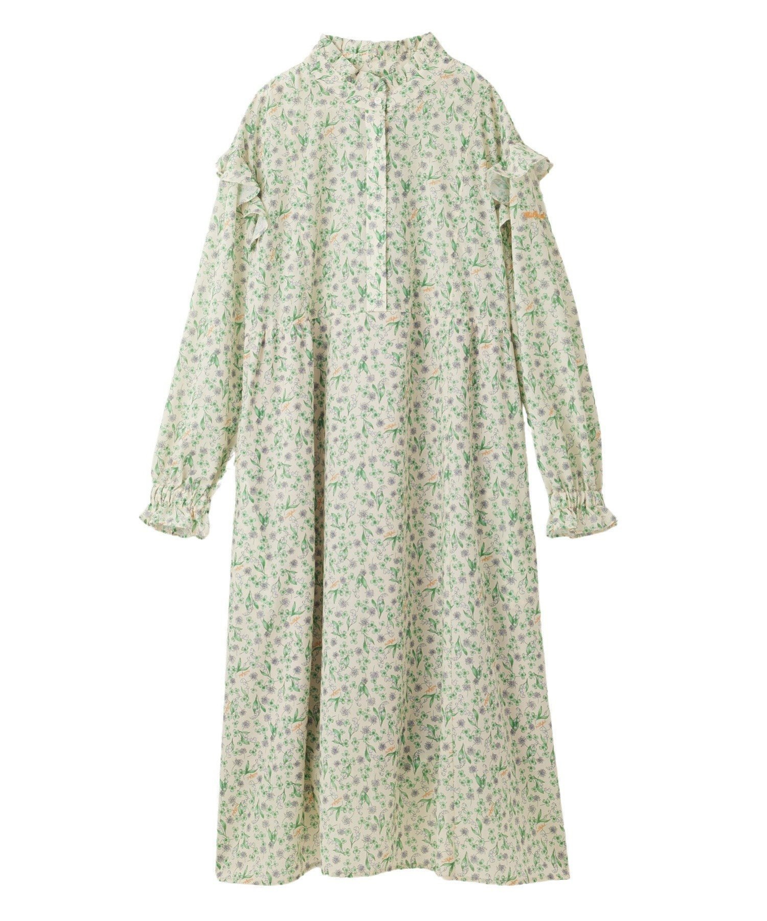 【ミルクフェド/MILKFED.】のFLORAL PRINT RUFFLE SLEEVE DRESS インテリア・キッズ・メンズ・レディースファッション・服の通販 founy(ファニー) 　ファッション　Fashion　レディースファッション　Fashion for Women　トップス・カットソー　Cut & Sew Tops　ワンピース　Dresses　フォーマル・パーティードレス・結婚式用ドレス　Elegant & Casual Dresses　キャップ　Cap, Baseball Cap　フリル　Frill, Ruffle　マキシ　Maxi, Full Length　ロング　Long, Long-Length　再入荷　Restock / Back in Stock　おすすめ　Recommended / Our Picks　OFF_WHITE|ID: prp329100004832636 ipo3291000000035190018
